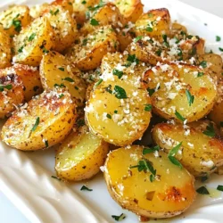 - 1.5 pounds baby potatoes, halved - 3 tablespoons olive oil - 4 cloves garlic, minced - 1 teaspoon dried oregano - 1 teaspoon garlic powder - 1/2 teaspoon paprika - 1/2 cup freshly grated Parmesan cheese - Salt and pepper to taste - Fresh parsley, chopped for garnish You need baby potatoes for this recipe. They are small and tender. Halving them helps cook them fast. The olive oil adds flavor and helps the potatoes crisp up. Garlic gives that rich, savory taste. I use four cloves, but you can adjust it. Dried oregano adds a nice herb flavor. Garlic powder boosts the garlic taste even more. Paprika gives a slight smokiness, which I love. The Parmesan cheese is key for a cheesy crust. Use freshly grated cheese for the best melt and flavor. Lastly, salt and pepper enhance all the tastes. Don’t skip the fresh parsley for garnish. It adds color and freshness to your dish. Gather these ingredients, and you're one step closer to crispy, delicious Garlic Parmesan Air Fryer Potatoes! {{ingredient_image_1}} First, set your air fryer to 400°F (200°C). Preheating helps the potatoes cook evenly. This step is quick and easy, taking just a few minutes. Next, grab 1.5 pounds of baby potatoes. Cut them in half to help them cook faster. In a large bowl, mix the halved potatoes with 3 tablespoons of olive oil. Add 4 cloves of minced garlic for a strong flavor. Then, sprinkle in 1 teaspoon of dried oregano, 1 teaspoon of garlic powder, and 1/2 teaspoon of paprika. Don't forget salt and pepper to taste. Toss everything together until the potatoes are well coated. Now, it’s time to add the magic. Take 1/2 cup of freshly grated Parmesan cheese and toss it with the potatoes. Make sure each piece gets some cheese. Place the potatoes in the air fryer basket in a single layer. Cook them for 15-20 minutes. Remember to shake the basket halfway through to cook them evenly. Look for a golden brown color and a crispy texture. Once the potatoes are done, carefully remove them from the air fryer. Place them on a serving dish. For a pop of color, sprinkle freshly chopped parsley on top. This adds a nice touch and makes the dish look even better. Enjoy your Garlic Parmesan Air Fryer Potatoes right away! To get that perfect crispiness, it is key to cut the potatoes evenly. Aim for halves that are about the same size. This helps them cook evenly. Toss the potatoes well in olive oil and seasonings. A good coating will help them become crispy. When you load the air fryer, spread them in a single layer. Avoid stacking them on top of each other. This way, hot air can circulate freely, ensuring a nice crunch. You can easily boost the flavor of your Garlic Parmesan Air Fryer Potatoes. Try adding fresh herbs like rosemary or thyme for an earthy taste. A sprinkle of lemon juice before serving adds a fresh zing. You might also consider using smoked paprika instead of regular paprika. This gives a deeper, smokier flavor. For a spicy kick, add a pinch of red pepper flakes. The options are endless, so feel free to experiment with your favorites! Cooking time can vary based on the size of your potato halves. If your potatoes are larger, they may need a few extra minutes. Start checking for doneness around the 15-minute mark. Shake the basket halfway through to ensure even cooking. If they need more time, add it in small increments. Every air fryer cooks a bit differently, so adjust as needed. Remember, you want them golden brown and crispy! Pro Tips Choose the Right Potatoes: Opt for small, waxy potatoes like baby potatoes for the best texture and flavor. Don't Skip the Soaking: Soaking the potatoes in cold water for about 30 minutes before cooking can help achieve extra crispiness. Adjust Cooking Time: Cooking times may vary based on the size of your potatoes and your specific air fryer model; check for doneness around the 15-minute mark. Experiment with Seasonings: Feel free to add your favorite herbs or spices to mix up the flavor profile, like rosemary or chili flakes for a kick! {{image_2}} You can change the flavor of your Garlic Parmesan Air Fryer Potatoes by using different seasonings. Instead of oregano, try thyme or rosemary for a fresh taste. Adding chili flakes gives a spicy kick. You can even use taco seasoning for a fun twist. Mix and match to find your favorite blend. If you want to switch things up, use other veggies. Sweet potatoes work great; they add sweetness. Carrots or Brussels sprouts also taste amazing in the air fryer. Just cut them into similar sizes to your baby potatoes. This way, they cook evenly and stay crispy. While Parmesan is classic, feel free to experiment with other cheeses. Cheddar cheese melts nicely and adds a sharp taste. For a creamier option, try mozzarella. Nutritional yeast can give a cheesy flavor for a vegan choice. Each cheese brings its own unique twist to the dish. After enjoying your Garlic Parmesan Air Fryer Potatoes, you may have some leftovers. Store them in an airtight container. They will stay fresh in the fridge for up to three days. Make sure to let them cool first. This helps keep them from getting soggy. When you’re ready to eat them again, just follow the reheating steps below. To bring back that crispy texture, use the air fryer. Set it to 350°F (175°C). Place the leftover potatoes in the basket and heat for about 5-7 minutes. Shake the basket halfway through. This keeps the potatoes crispy and warm. You can also use a regular oven. Preheat it to 350°F (175°C) and bake for 10-15 minutes. If you want to save some for later, freezing is a great option. First, let the potatoes cool completely. Then, spread them out on a baking sheet. Freeze them for about an hour. This prevents them from sticking together. After that, transfer the frozen potatoes to a freezer-safe bag. They can last up to three months in the freezer. When ready to eat, simply reheat them from frozen, using the air fryer or oven. Yes, you can use other types of potatoes. Red potatoes or Yukon Gold work well. These potatoes have a great texture and flavor. Just make sure to cut them into similar sizes for even cooking. To get crispy potatoes, here are some tips: - Use enough olive oil to coat the potatoes. - Avoid crowding the air fryer basket. - Shake the basket halfway through cooking. - Cook until they are golden brown and tender. These steps help air circulate, giving you that perfect crunch. You can serve these tasty potatoes with many dishes. They pair well with grilled chicken or steak. You can also enjoy them with a fresh salad. For a fun twist, try them with sour cream or a zesty dip. These potatoes make a great side for any meal! This blog post covered everything you need for Garlic Parmesan Air Fryer Potatoes. We explored a detailed list of ingredients, easy cooking steps, and tips for crispiness. I shared fun variations and storage tips to keep leftovers tasty. These crispy potatoes are a great side dish or snack. With the right seasoning and cooking methods, you can enjoy a delicious meal every time. Use what you've learned here to impress your family and friends. Happy cooking!