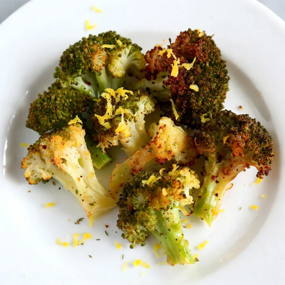 To make Parmesan herb roasted broccoli, gather these key ingredients: - Fresh broccoli florets - Olive oil - Garlic powder - Onion powder - Italian seasoning - Red pepper flakes (optional) - Grated Parmesan cheese - Salt and pepper - Lemon zest Each ingredient plays a role in creating a flavorful dish. Fresh broccoli gives a bright color and crunch. Olive oil adds richness and helps the spices stick. Garlic powder and onion powder bring depth. Italian seasoning adds a hint of herbs. If you like heat, add red pepper flakes. Grated Parmesan cheese gives a savory, cheesy finish. Salt and pepper enhance all the flavors. Lemon zest brightens the dish with a fresh touch. When you combine these ingredients, you create a simple yet delicious side dish. The flavor profile is rich, making this recipe a family favorite. Use high-quality ingredients for the best taste. Fresh broccoli and good Parmesan cheese will elevate your dish. {{ingredient_image_1}} First, set your oven to 425°F (220°C). This hot temperature ensures crispy broccoli. Next, take 2 heads of fresh broccoli. Cut them into small florets. Try to make them about the same size. This helps them cook evenly. In a large bowl, combine the broccoli florets with 3 tablespoons of olive oil. Add 1 teaspoon of garlic powder, 1 teaspoon of onion powder, and 1 teaspoon of Italian seasoning. If you like a bit of heat, add ½ teaspoon of red pepper flakes. Don’t forget salt and pepper to taste! Toss everything well so the broccoli is fully coated. Spread the seasoned broccoli on a baking sheet lined with parchment paper. Make sure not to overcrowd them. This step helps the broccoli roast nicely. Place the sheet in the oven and roast for 15 minutes. After 15 minutes, take the baking sheet out. Sprinkle ½ cup of grated Parmesan cheese over the broccoli florets. This cheese adds a great flavor! Return the baking sheet to the oven and roast for an extra 5-7 minutes. The broccoli should be tender, and the cheese will be golden and crispy. Once cooked, remove the baking sheet from the oven. To brighten the dish, sprinkle the zest of 1 lemon over the broccoli. Serve warm as a tasty side dish or a healthy snack. Enjoy the flavors and the crunch! When picking broccoli, look for bright green florets. They should be firm and tight. Avoid yellowing or wilting. Fresh broccoli tastes best and holds its shape when roasted. To get even roasting, cut the broccoli into similar-sized florets. Spread them out on the baking sheet. Make sure the florets do not touch each other. This helps them roast nicely without steaming. Feel free to switch up the seasonings. Try adding lemon pepper for a zesty kick. You can use smoked paprika for a smoky flavor. Or mix in some grated Parmesan with different herbs for unique tastes. Serve your Parmesan herb roasted broccoli with grilled chicken or fish. This adds protein and balances your meal. You can also pair it with quinoa or brown rice for a healthy option. Enjoy it as a side dish or even as a tasty snack! Pro Tips Choose Fresh Broccoli: For the best flavor and texture, select vibrant green broccoli with firm florets and avoid yellowing or wilting. Don't Overcrowd the Pan: Spread the broccoli in a single layer on the baking sheet to ensure it roasts evenly and develops a nice crispy texture. Experiment with Cheese: Try different types of cheese, such as Pecorino Romano or a blend of cheeses, for a unique twist on the flavor profile. Add More Flavor: Enhance the dish by adding lemon juice or a splash of balsamic vinegar before serving for a bright finish. {{image_2}} You can add protein to your Parmesan herb roasted broccoli. Chicken, shrimp, or tofu work well. For chicken, cut it into small pieces. Toss them with the broccoli and seasonings. If using shrimp, add them in the last few minutes of roasting. Tofu can be cubed and mixed in with the other ingredients. This will make your dish heartier. Parmesan cheese is great, but you can switch it up! Try pecorino or feta for a new taste. Both cheeses add a unique flavor. For a creamy touch, use mozzarella. Just sprinkle it on in the last few minutes of roasting. This will melt and create a delightful crust. If you want a vegetarian or vegan dish, leave out the cheese. Instead, try nutritional yeast. It gives a cheesy flavor without dairy. You can also use vegan cheese to keep it creamy. Just make sure it melts well. For added taste, mix in some lemon juice or zest. This will brighten your dish and make it even more delicious. To store leftovers, let the broccoli cool first. Place it in an airtight container. It will stay fresh in your fridge for about three days. If you want to keep it longer, use the freezer. For reheating, you can use the oven or microwave. If using the oven, preheat it to 350°F (175°C). Place the broccoli on a baking sheet and heat for about 10 minutes. This way, it stays crispy. In the microwave, heat in 30-second bursts until warm. To freeze your roasted broccoli, make sure it cools completely. Spread the florets on a baking tray in a single layer. Freeze for about an hour until they are firm. Then, transfer the broccoli to a freezer bag. It will keep well for up to three months. When ready to eat, roast or steam from frozen for best results. Roast broccoli at 425°F for about 15 minutes. After that, add the Parmesan cheese. Return it to the oven for 5 to 7 more minutes. This timing ensures tender broccoli with crispy cheese. Yes, you can prepare it ahead. Toss the broccoli with the oil and spices. Store it in the fridge for up to 24 hours. When ready, roast it as directed. Freshly roasted broccoli tastes best. Roasted broccoli pairs well with many dishes. Serve it with grilled chicken or fish. It also goes great with pasta or quinoa. Add it to salads for extra flavor and crunch. Absolutely! This recipe is meal prep friendly. You can make a big batch and store it. It keeps well in the fridge for up to 3 days. Just reheat it in the oven for the best taste. This blog post covered how to make delicious roasted broccoli. We discussed the best ingredients and detailed steps for cooking it perfectly. I shared tips for choosing fresh broccoli, seasoning ideas, and how to store leftovers. You can explore fun variations to suit your taste and dietary needs. Remember, this simple dish adds flavor and nutrients to your meals. Enjoy making this easy recipe, and don't hesitate to get creative with it! Your roasted broccoli adventure starts now!