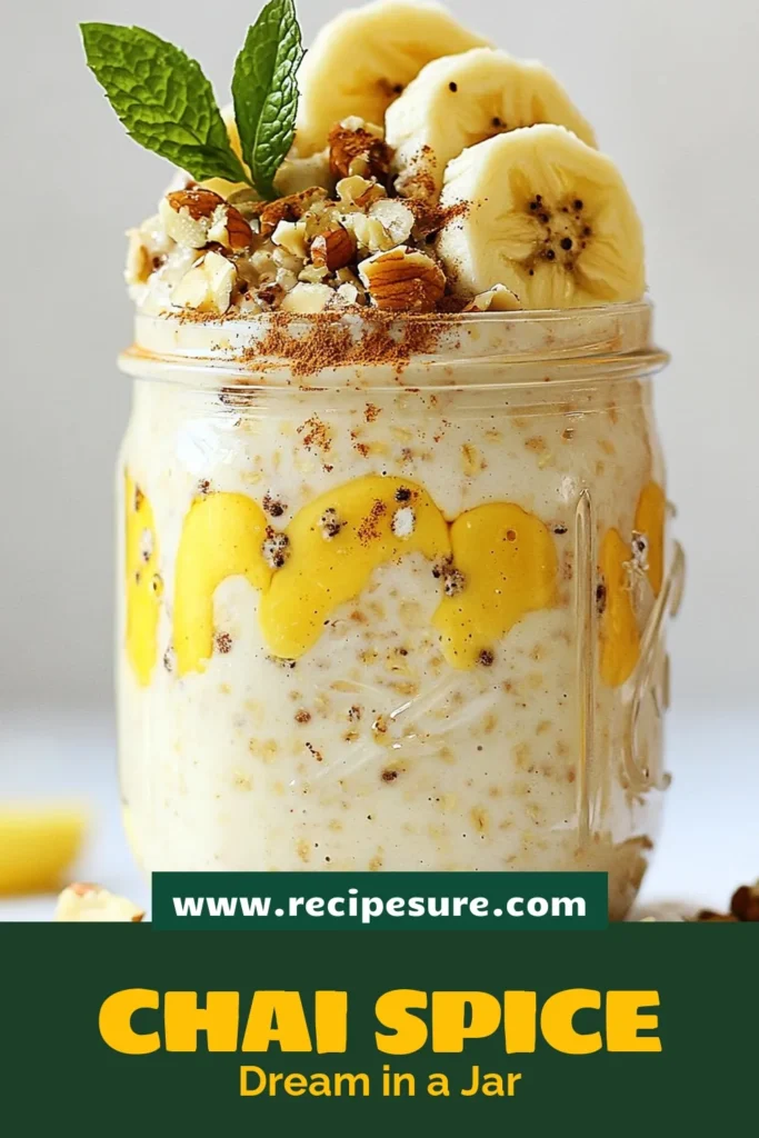 Start your day with these delicious vanilla chai overnight oats! This healthy overnight oats recipe combines rolled oats, chia seeds, and a warm chai spice blend for a quick healthy breakfast. Perfect for busy mornings, these easy breakfast ideas are nutritious and satisfying. Just mix, chill overnight, and enjoy! Save this vanilla chai overnight oats recipe for a delightful morning treat. #OvernightOats #HealthyBreakfast #ChiaSeedOatmeal #QuickRecipes