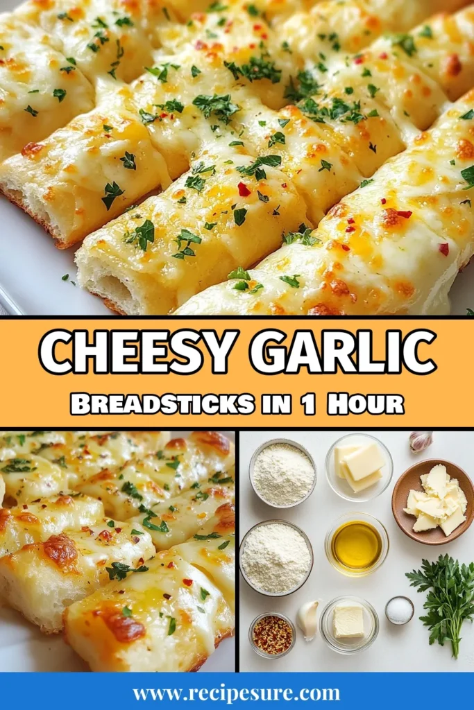 Indulge in these easy cheesy garlic breadsticks that are perfect for any occasion! Our homemade garlic breadsticks are made with a delightful blend of mozzarella cheese and savory garlic butter, ensuring every bite is packed with flavor. Get ready to impress your friends and family with these cheesy garlic breadsticks that are simple to make and utterly delicious. Don’t forget to save this recipe for later! #cheesybreadsticks #homemadebreadsticks #garlicbutterbreadsticks #mozzarellacheesebreadsticks