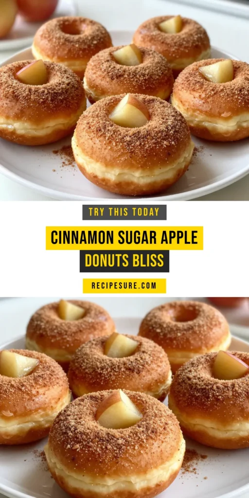Indulge in the sweetness of homemade apple donuts with this easy cinnamon sugar apple donuts recipe! These fried apple cinnamon donuts are a delightful apple dessert recipe perfect for any occasion. With simple ingredients, you can whip up a batch of these warm, fluffy treats in just 30 minutes. Don’t miss out on the joy of making these delicious cinnamon sugar apple donuts—save this recipe now and treat yourself! #AppleDonuts #DessertRecipe #FriedDonuts #EasyBaking