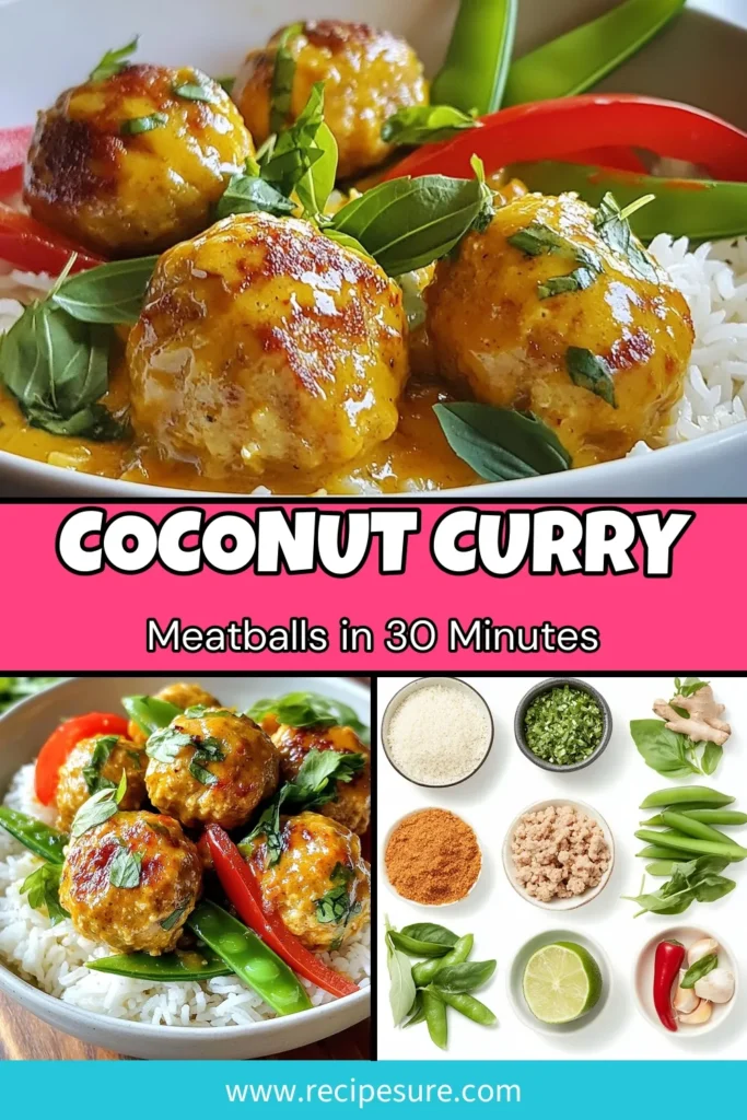 Try this easy Thai meatball recipe featuring delightful coconut curry meatballs that bring the flavors of Thailand to your table! Made with ground chicken meatballs and a creamy green curry sauce, this green curry meatball dish is perfect for a quick weeknight dinner. Get ready to savor each bite and impress your family. Save this recipe for a delicious Thai curry experience tonight! #ThaiMeatballRecipe #CoconutCurryMeatballs #EasyThaiCurryRecipe #FoodieInspiration