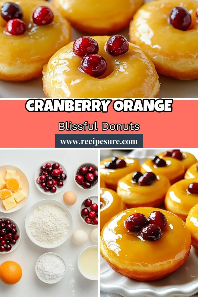Indulge in these delicious cranberry orange glazed donuts! This homemade donut recipe combines the tartness of fresh cranberries with the zest of orange for a perfect festive donut idea. Easy baked donuts are a delightful treat for any occasion, especially during the holidays. Try this orange cranberry dessert that is quick to make and sure to impress. Save this recipe for your next brunch! #CranberryOrangeGlazedDonuts #FestiveDonutIdeas #EasyBakedDonutsRecipe #OrangeCranberryDessert