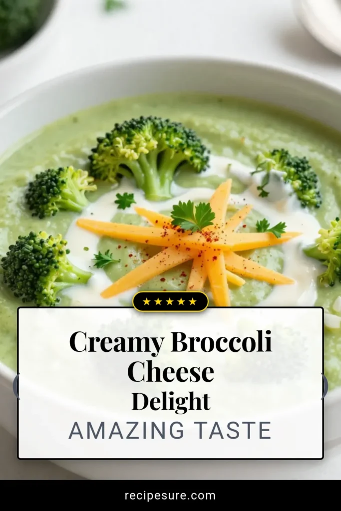 Indulge in this creamy broccoli cheese soup that’s a perfect blend of flavors and nutrition. This easy broccoli recipe transforms simple ingredients into a hearty, healthy soup recipe your family will love. With rich cheddar cheese, fresh broccoli, and subtle spices, you'll enjoy every spoonful. Perfect for chilly nights or meal prep! Save this delicious broccoli cheese soup recipe for a warm, comforting treat tonight! #BroccoliCheeseSoup #EasyBroccoliRecipe #CreamyVegetableSoup #HealthySoupRecipe
