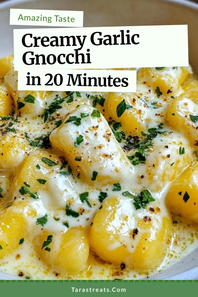 Indulge in this creamy garlic Parmesan gnocchi for a delightful vegetarian pasta dish that’s perfect for any night! This easy gnocchi recipe features homemade potato gnocchi smothered in a rich garlic Parmesan sauce that's bursting with flavor. Ready in under 30 minutes, it's a quick meal the whole family will love. Save this recipe for your next dinner and impress your guests with your cooking skills! #GnocchiRecipe #VegetarianPasta #PastaLovers #ComfortFood