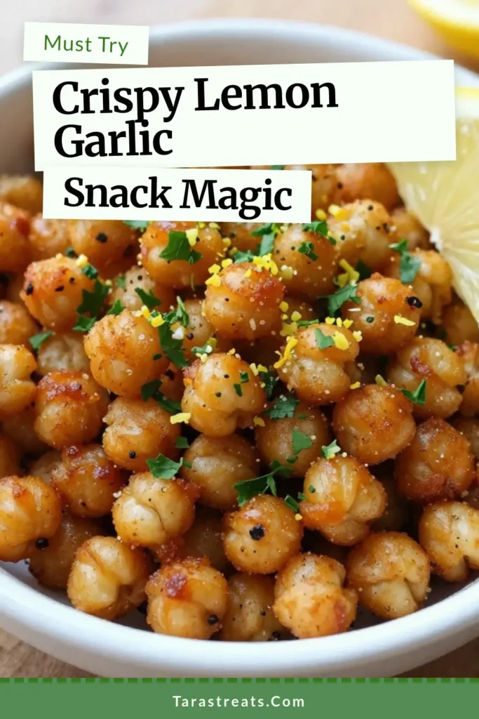 Savor the deliciousness of crispy roasted chickpeas with this easy lemon garlic chickpeas recipe! Perfect as a healthy chickpea snack or a delightful vegetarian appetizer, these baked chickpeas are packed with flavor. With simple ingredients and quick prep, you can enjoy a nutritious treat in no time. Try this roasted chickpeas recipe today and elevate your snack game! Save this for later! #ChickpeaSnacks #VegetarianAppetizer #HealthyEating #BakedChickpeas