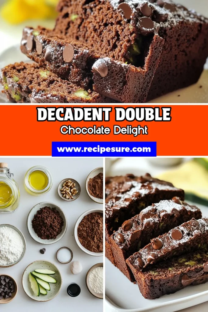 Indulge in the rich, deliciousness of double chocolate zucchini bread, the perfect healthy dessert recipe! This easy baking recipe combines moist zucchini with decadent chocolate, resulting in a chocolate zucchini loaf that's sure to please everyone. Make this scrumptious zucchini bread with chocolate for a treat that's both tasty and nutritious. Don't miss out—save this recipe for your next baking adventure! #DoubleChocolateZucchiniBread #HealthyDessertRecipes #EasyBakingRecipes #ChocolateZucchiniLoaf