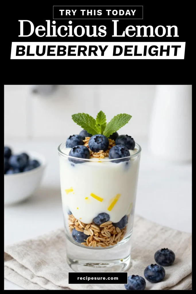 Looking for a delicious and healthy breakfast option? Try this easy Lemon Blueberry Parfait! This Greek Yogurt Parfait recipe combines creamy yogurt, fresh blueberries, and zesty lemon for a refreshing start to your day. Perfect for no-bake desserts or quick breakfast ideas, it's a crowd-pleaser. Layer it up in minutes and enjoy! Save this recipe and create your own Lemon Blueberry Parfait today! #HealthyBreakfast #EasyYogurtParfait #NoBakeDesserts #GreekYogurtRecipe