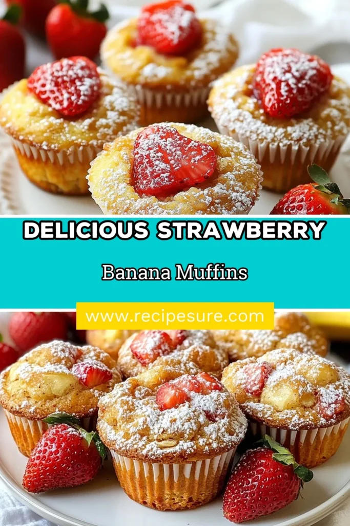 Indulge in these delicious Strawberry Banana Muffins that are not only a treat but also a Healthy Muffin Recipe! Packed with nutrition, our Oatmeal Banana Muffins use whole wheat flour and Greek yogurt for a moist texture. Perfect for breakfast or a snack, these Whole Wheat Strawberry Muffins are simple to make and bursting with flavor. Try this easy recipe today for a wholesome treat! Save it for later! #HealthyMuffins #BakingRecipes #StrawberryBananaMuffins #MealPrepIdeas