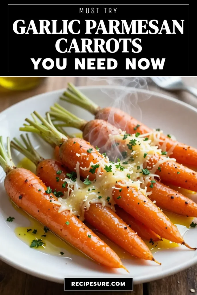 Discover a delicious and healthy side dish with this Garlic Parmesan Carrots recipe! These easy roasted carrots are drizzled with olive oil and seasoned with garlic and spices before being topped with melted Parmesan cheese. Perfect for any meal, these Healthy Garlic Carrots will impress your family and friends. Try this simple Roasted Carrots recipe and elevate your dining experience! Save now to make later! #GarlicParmesanCarrots #RoastedVegetables #EasyVegetableSideDish #HealthyCarrots