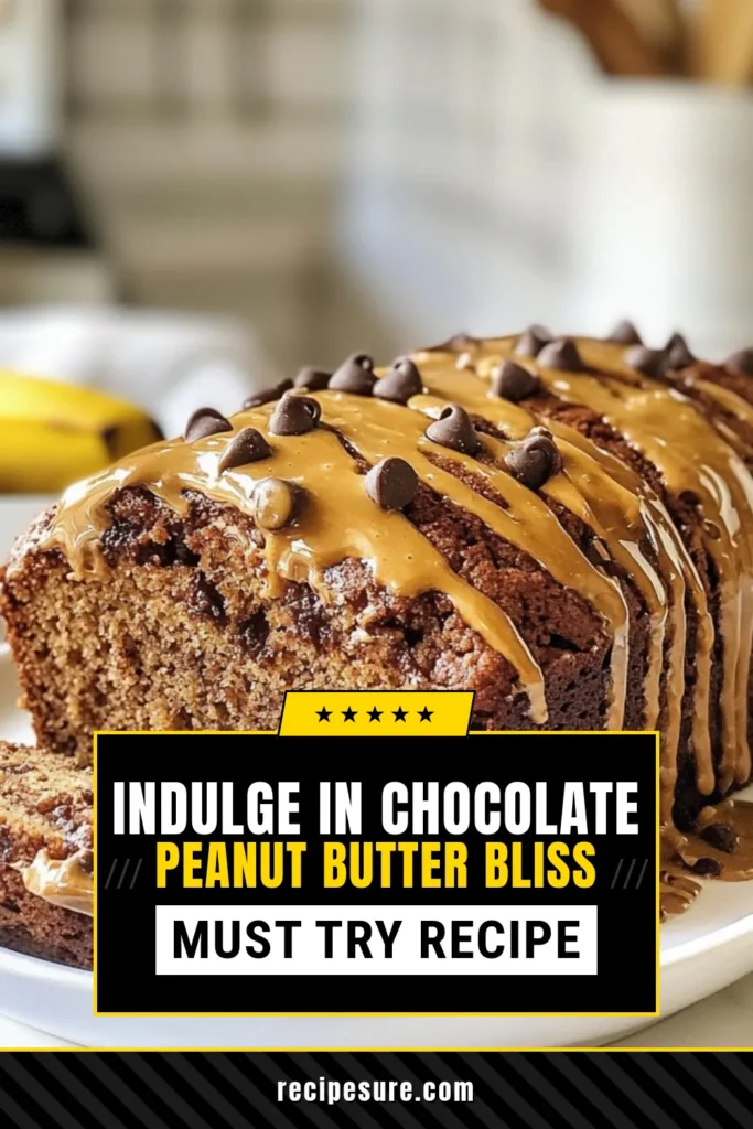 Indulge in this delicious and nutritious Chocolate Peanut Butter Banana Bread. This easy banana bread recipe combines ripe bananas and creamy peanut butter for a moist treat. Perfect for breakfast or a snack, this healthy banana bread is packed with chocolatey goodness and optional nuts. Try this Chocolate Chip Banana Bread today and elevate your baking game! Save this recipe for later! #BananaBread #HealthyRecipes #ChocolateLovers #BakingTips
