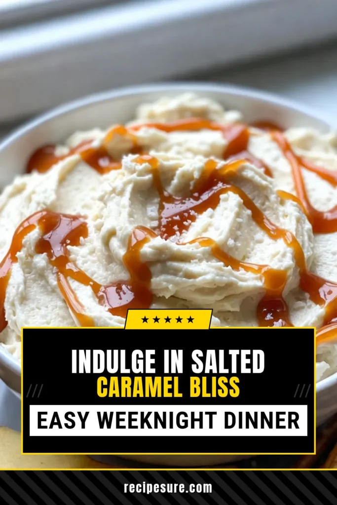 Indulge in this easy Salted Caramel Cheesecake Dip that's perfect for parties! This no-bake cheesecake dip combines creamy cream cheese, sweet caramel, and a hint of sea salt for a delightful treat. Ready in just 10 minutes, it's the ultimate sweet dip for any gathering. Enjoy with graham crackers, apple slices, or pretzels. Try this easy cheesecake dip recipe today and impress your guests! Save this recipe and enjoy! #CheesecakeDip #PartyFood #Dessert #NoBakeDip