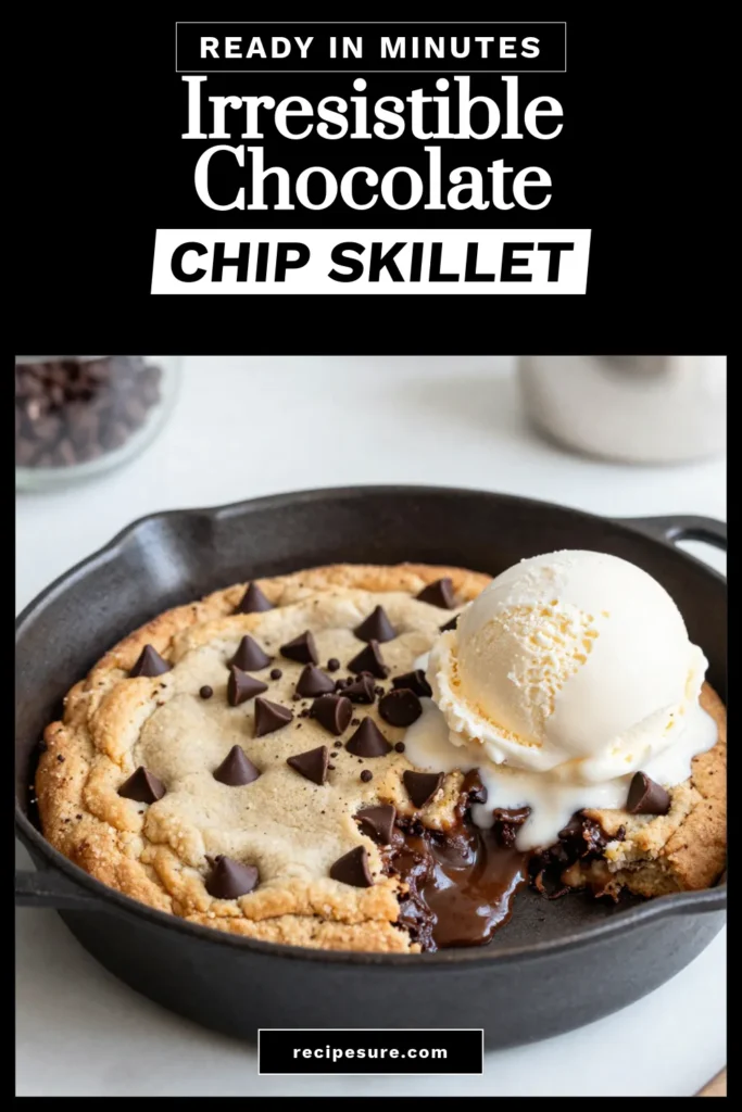 Indulge in this delightful chocolate chip cookie skillet recipe that brings you warm, gooey goodness in every bite. These easy chocolate chip cookies baked right in a cast iron skillet make for the perfect dessert to share. Enjoy a delicious skillet cookie recipe that takes just 45 minutes from start to finish. Don’t miss the chance to impress your friends—save this gooey chocolate chip skillet recipe now! #ChocolateChipCookies #SkilletDessert #Baking #CastIronCooking