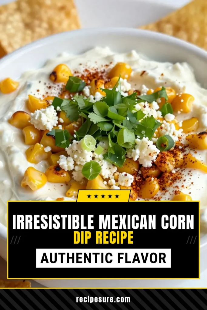 Discover the irresistible Mexican street corn dip that will elevate your gatherings! This creamy corn dip recipe combines charred corn, tangy lime, and crumbly cotija cheese for the ultimate grilled corn dip experience. Perfect for parties or cozy nights in, our elote dip recipe is a crowd-pleaser. Get ready to enjoy a flavorful dip that’s easy to make and simply delicious. Save this recipe for your next fiesta! #MexicanStreetCornDip #EloteDipRecipe #GrilledCornDip #CreamyCornDip