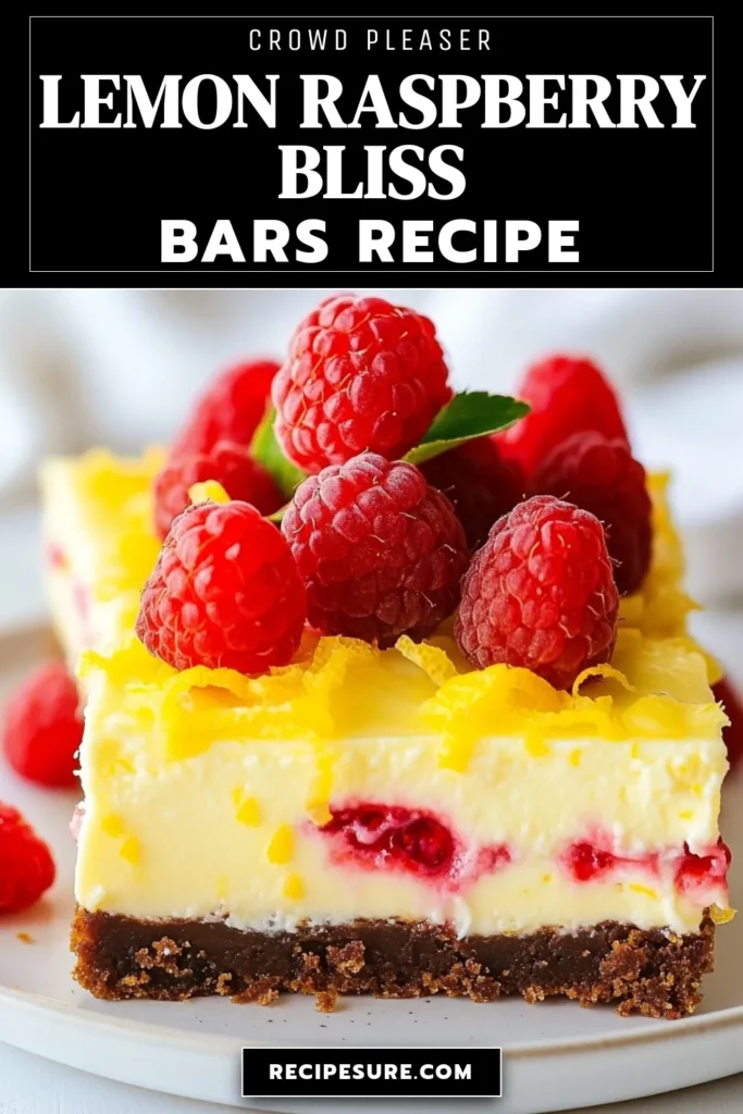 Indulge in these luscious raspberry lemon cheesecake bars, a perfect no-bake raspberry dessert for any occasion! This creamy cheesecake recipe combines zesty lemon and fresh raspberries, making it an easy cheesecake bar that's sure to impress. Perfect for summer gatherings or a sweet treat at home. Try this delightful lemon dessert recipe today and watch it become a favorite! Save this recipe for later! #RaspberryLemonCheesecakeBars #NoBakeDessert #EasyCheesecakeBars #LemonDessertRecipes