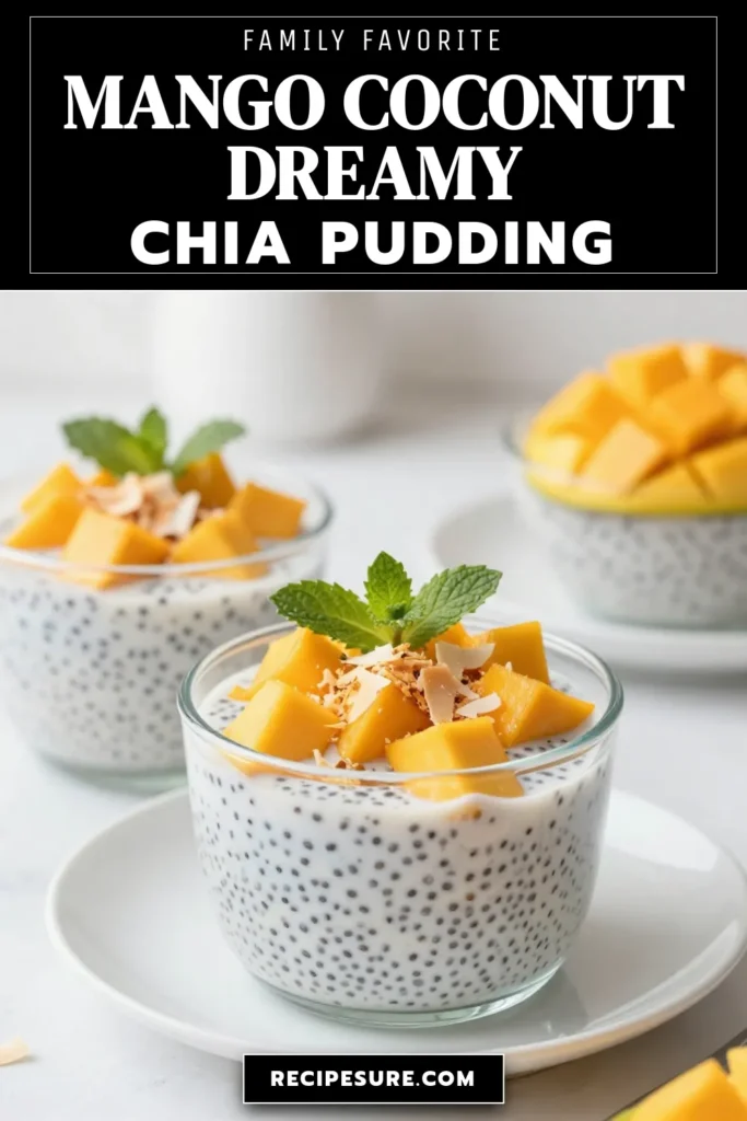 Indulge in this refreshing Mango Coconut Chia Pudding, a delightful treat that combines tropical flavors with wholesome ingredients. This easy chia seed recipe is perfect for those seeking healthy dessert recipes that don’t compromise on taste. Made with creamy coconut milk, it’s the ultimate tropical chia pudding you need in your life. Try it today and elevate your dessert game! Save this recipe now! #MangoCoconutChiaPudding #ChiaSeedRecipes #HealthyDessertRecipes #CoconutMilkDesserts