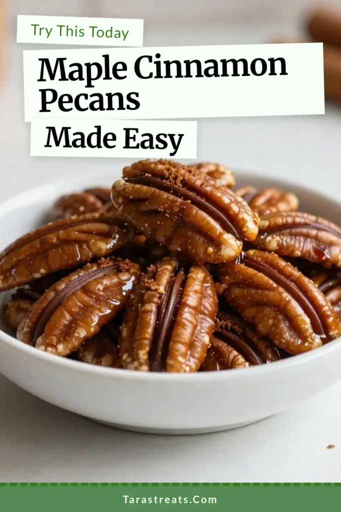 Indulge in the deliciousness of maple cinnamon pecans with this easy roasted pecan recipe! Perfect for a sweet and savory snack, these cinnamon roasted nuts are incredibly simple to make and add a delightful crunch to salads or as a stand-alone treat. Follow our step-by-step guide to whip up these tasty maple pecans in just 30 minutes. Save this recipe for your next gathering and enjoy the irresistible aroma! #MapleCinnamonPecans #EasySnacks #CinnamonRoastedNuts #SweetSavorySnacks