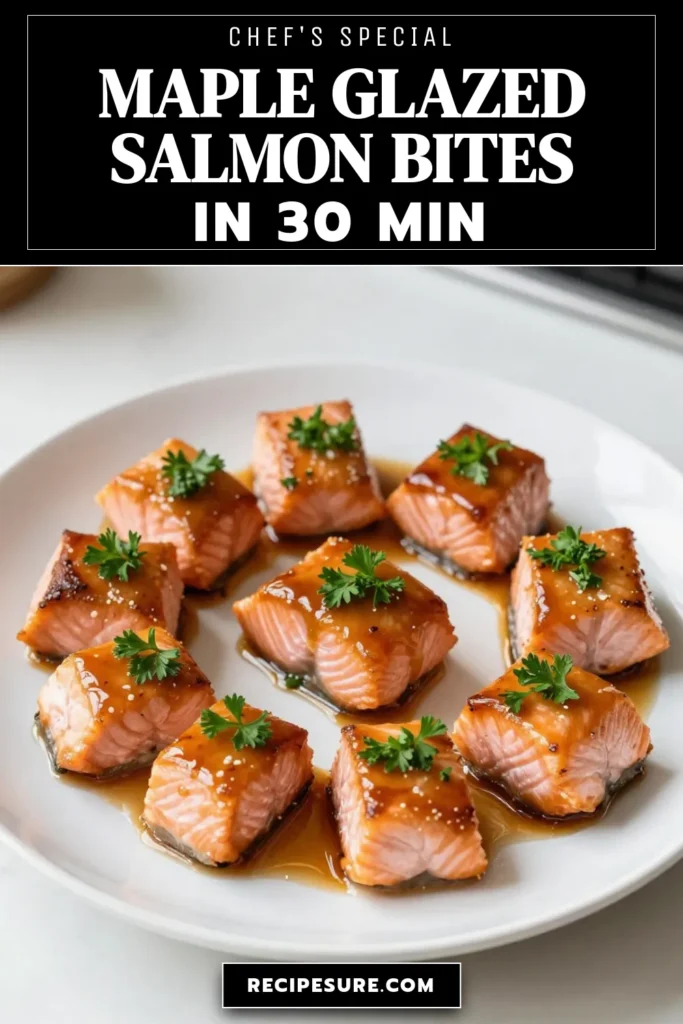 Discover the deliciousness of Maple Glazed Salmon Bites! This easy salmon recipe features tender salmon cubes marinated in a sweet maple syrup salmon marinade, making them perfect as healthy salmon appetizers or grilled salmon skewers for your next gathering. Quick to prepare, these bites will impress your guests and satisfy your cravings. Try them today and elevate your appetizer game! Save this for later! #MapleGlazedSalmonBites #EasySalmonRecipes #GrilledSalmonSkewers #HealthySalmonAppetizers