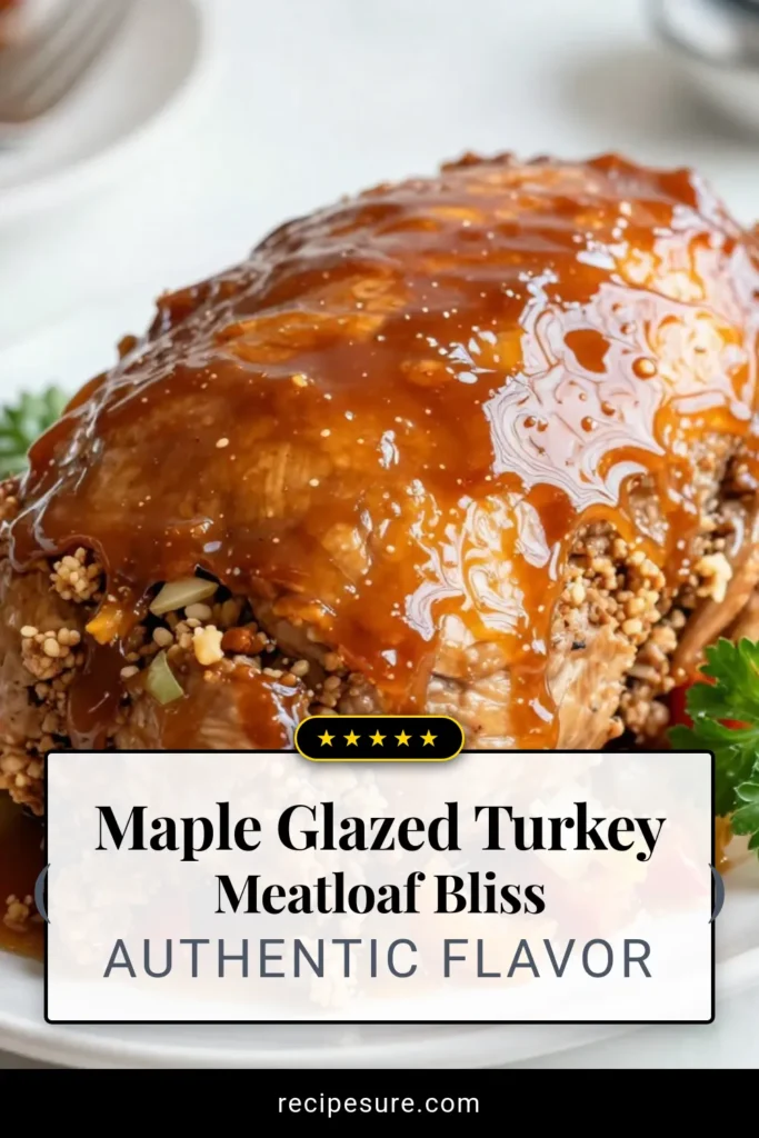 Discover a delicious and healthy turkey meatloaf recipe with this Maple Glazed Turkey Meatloaf. Made with ground turkey and sweetened with maple syrup, this easy meatloaf recipe is perfect for family dinners. Enjoy savory flavors topped with a rich ketchup glaze. This recipe is sure to impress! Click to save and try it today! #MapleGlazedTurkeyMeatloaf #HealthyTurkeyMeatloafRecipe #EasyMeatloafRecipes #TurkeyMeatloafWithKetchupGlaze