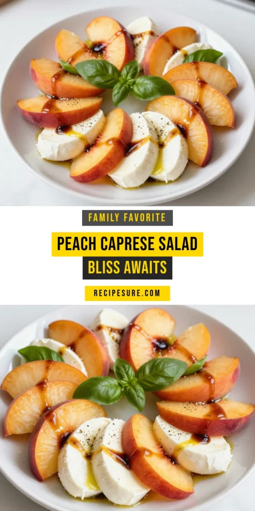 Discover the delightful Peach Caprese salad recipe that combines sweet peaches and creamy fresh mozzarella for a refreshing summer peach salad. This easy Caprese salad is perfect for any occasion, featuring basil and a drizzle of balsamic glaze for the ultimate flavor boost. Ready in just 15 minutes, it’s an ideal side or light lunch. Try this mouthwatering balsamic peach salad today! Save this recipe for your summer gatherings! #PeachCaprese #SummerSalad #EasyRecipes #BalsamicGlaze