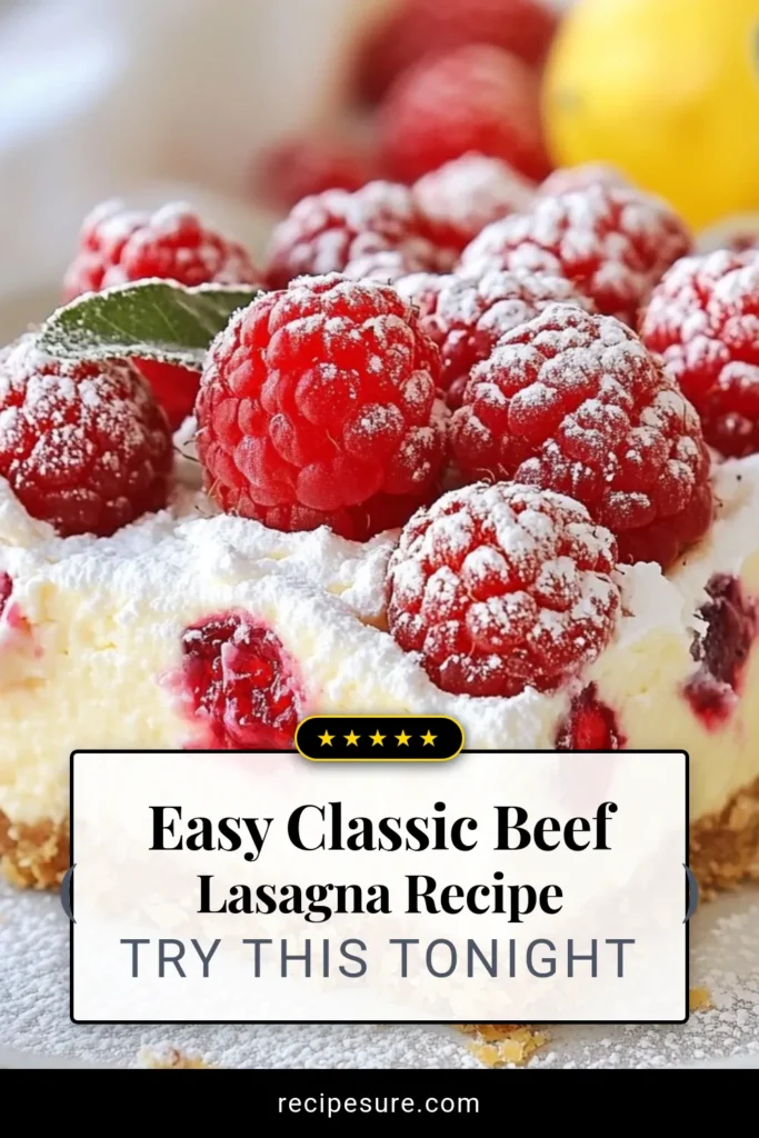 Indulge in these delightful Raspberry Lemon Cheesecake Bars, the perfect treat for any gathering! This easy no-bake cheesecake recipe features a creamy filling with fresh raspberries and a zesty lemon kick. Ideal for cream cheese desserts lovers, these bars promise to impress with their vibrant flavors. Try making these easy cheesecake bars today for a refreshing and delicious dessert! Save this recipe now! #RaspberryLemonCheesecakeBars #CreamCheeseDesserts #NoBakeCheesecakeRecipe #FreshRaspberryDesserts