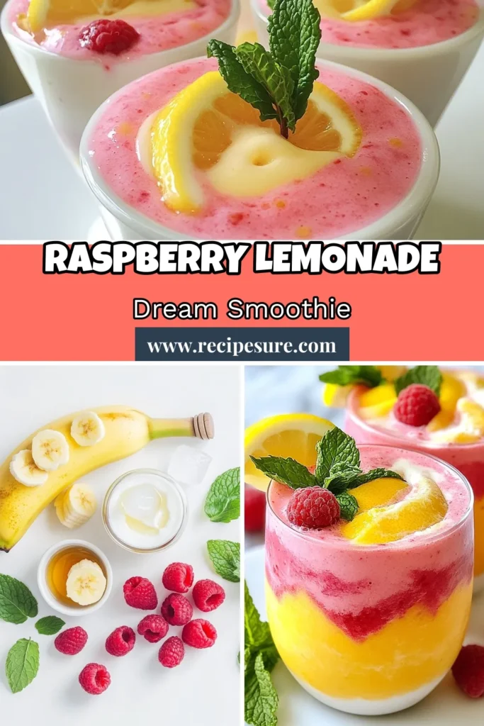 Quench your thirst with this delicious Raspberry Lemonade Smoothie! This healthy raspberry smoothie combines fresh raspberries, creamy Greek yogurt, and zesty homemade lemonade for the ultimate refreshing summer smoothie. Perfect for a quick breakfast or snack, this easy Greek yogurt smoothie recipe is a must-try. Blend it up and enjoy a homemade lemonade smoothie in just 10 minutes. Save this recipe for a delicious treat! #SmoothieRecipes #HealthyEating #SummerDrinks #RaspberryLemonade