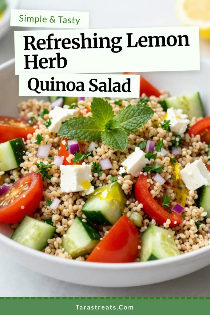 Discover the refreshing Lemon Herb Quinoa Salad, a perfect addition to your healthy quinoa recipes. This vibrant quinoa salad with vegetables is packed with flavor and nutrition. Enjoy this easy quinoa salad recipe as a vegetarian dish that's perfect for meal prep or a light lunch. Ready in just 30 minutes, you'll love the zesty lemon and fresh herbs! Click to save this recipe for your next healthy meal! #QuinoaSalad #HealthyRecipes #VegetarianSalad #EasyRecipes
