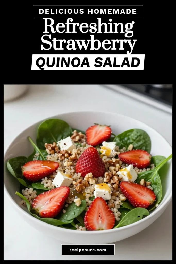 Looking for a refreshing dish? Try this Strawberry Spinach Quinoa Salad, perfect for summer! Packed with flavors and nutrients, this strawberry quinoa salad combines fresh spinach and feta for a delightful twist. It's one of the healthiest quinoa recipes you'll find, ideal for gatherings or meal prep. Enjoy this quinoa salad with feta as a light lunch or side. Save this recipe for your next summer salad ideas! #HealthyRecipes #QuinoaSalad #SummerSalads #Foodie