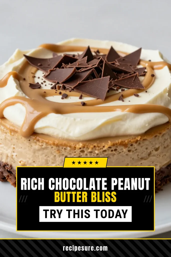 Indulge in this decadent chocolate peanut butter cheesecake that will satisfy your cravings! This no-bake cheesecake variation combines creamy peanut butter and rich chocolate for a mouthwatering dessert experience. Perfect as a peanut butter dessert recipe, it makes a stunning centerpiece for any occasion. Try this easy decadent cheesecake recipe today and elevate your chocolate dessert ideas! Save this recipe for your next sweet adventure! #chocolatepeanutbuttercheesecake #noBakeCheesecake #peanutButterDessert #decadentDessert