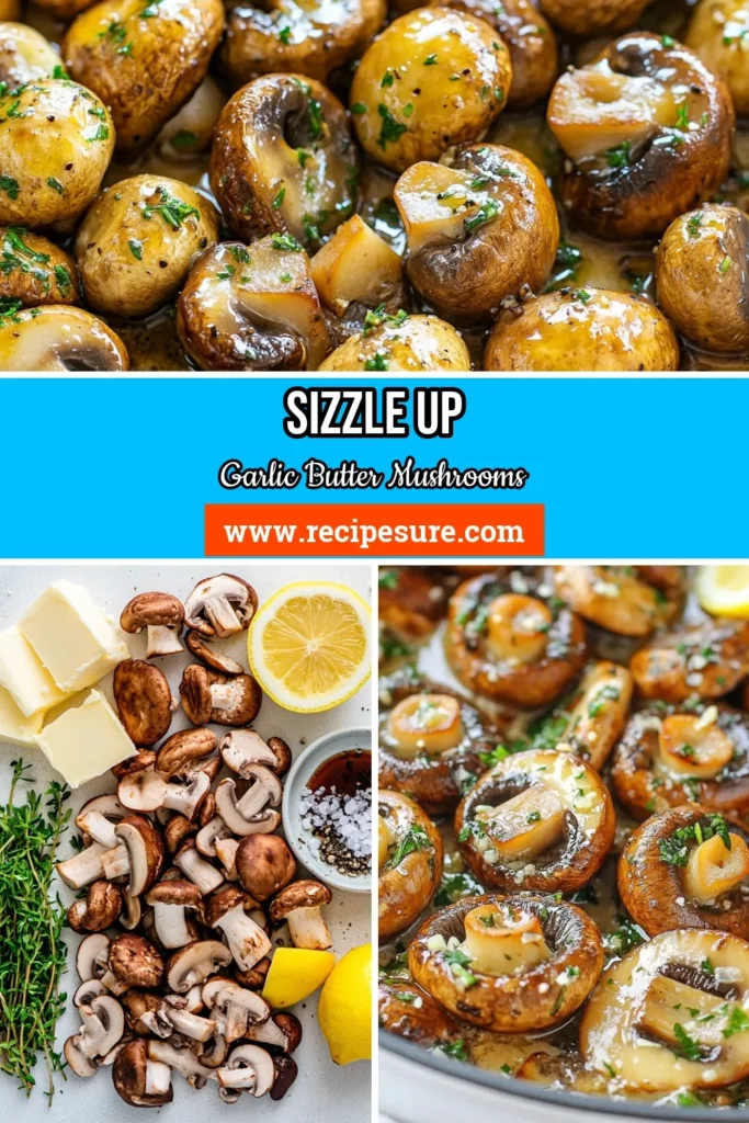 Indulge in this delicious garlic butter mushroom skillet recipe that brings together sautéed mushrooms with garlic and fresh thyme for an easy mushroom side dish. Perfectly golden brown and bursting with flavor, these garlic butter mushrooms are a must-try! Elevate your meals with this quick recipe that takes only 20 minutes to prepare. Save this fresh thyme mushroom recipe for your next dinner! #GarlicButterMushrooms #MushroomRecipes #EasySideDish #SautéedMushrooms