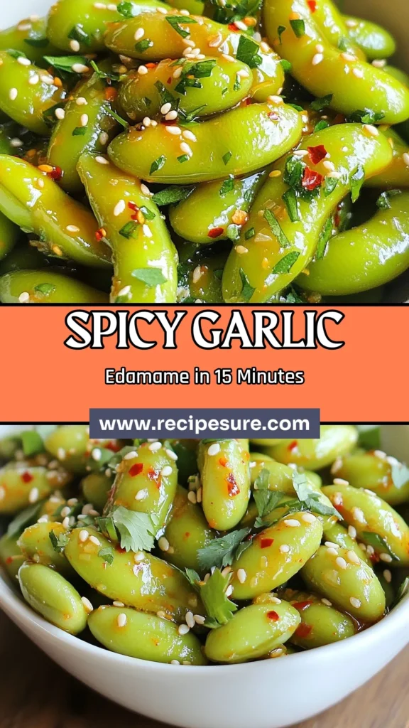 Discover the perfect Spicy Garlic Edamame recipe for a deliciously simple vegan snack or easy edamame appetizer. With just a few ingredients, learn how to cook edamame pods to perfection and create a delightful garlic edamame with soy sauce. Whether for a party or a casual night in, this dish is sure to impress. Save this recipe and treat yourself to a flavorful, healthy snack today! #Edamame #VeganSnacks #EasyAppetizers #GarlicEdamame