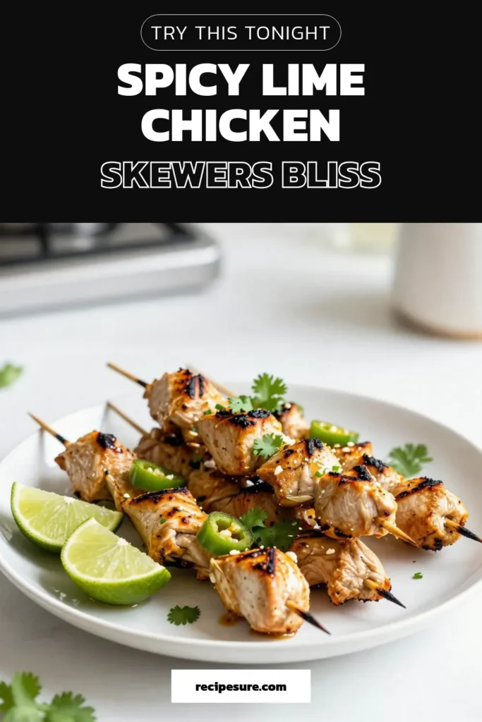 Looking for a flavorful twist on dinner? Try these delicious jalapeño lime chicken skewers! This easy chicken skewers recipe features juicy grilled chicken with a spicy kick from jalapeños and a zesty lime marinade. Perfect for summer grilling or a quick weeknight meal. Don't miss out on these spicy chicken skewers—pin your recipe for cilantro lime chicken today! #ChickenSkewers #GrilledChicken #EasyRecipes #SpicyFood