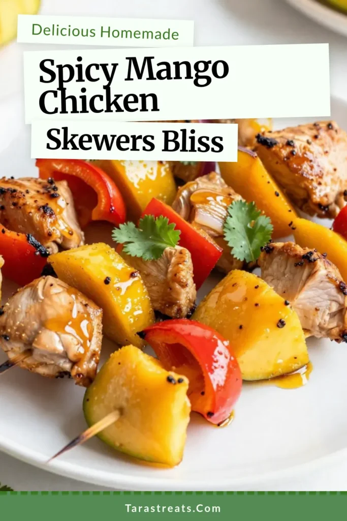 Discover the perfect recipe for Spicy Mango Chicken Skewers, a delicious twist on grilled chicken skewers. This easy chicken skewers recipe features a mouthwatering mango chicken skewers marinade that infuses flavor and spice. Ideal for a healthy meal, these skewers with mango are sure to impress at your next barbecue. Try this simple recipe to delight your family and friends! Save and share for later! #MangoChickenSkewers #GrilledChickenSkewers #HealthySkewers #EasyRecipes