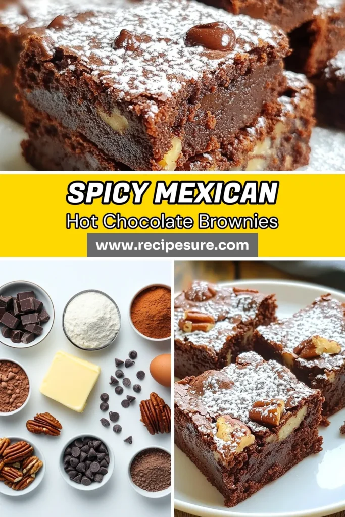 Indulge in these delicious Mexican Hot Chocolate Brownies that deliver the perfect mix of sweet and spice! This easy brownie dessert features a rich chocolate base infused with cinnamon and cayenne for a delightful kick. Perfect for any occasion, these spicy chocolate brownies will impress your friends and family. Try this chocolate pecan brownies recipe today and elevate your dessert game. Save this recipe and enjoy a taste of Mexico! #BrownieRecipe #MexicanHotChocolate #DessertLovers #EasyBaking