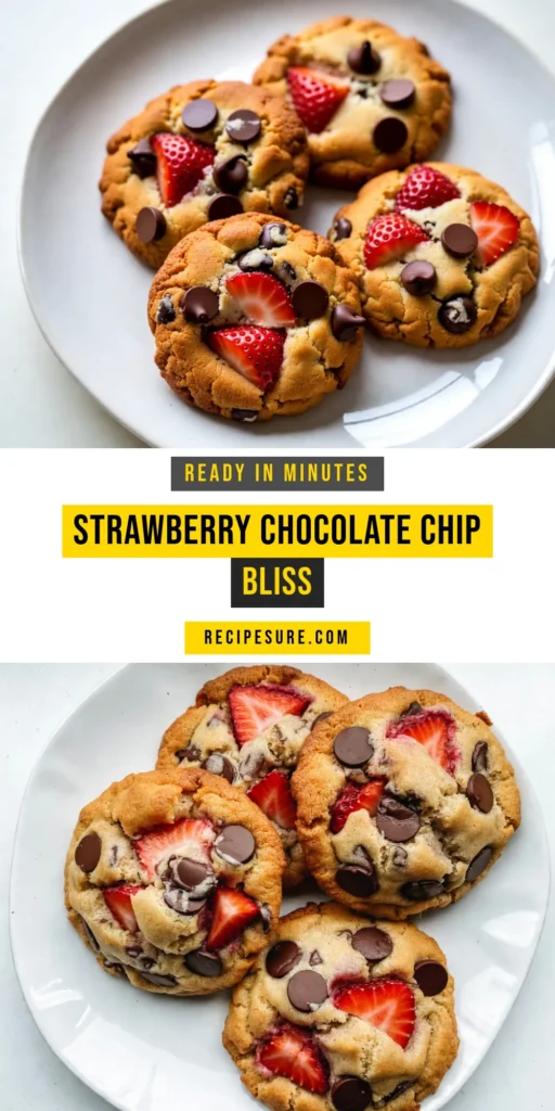 Indulge in these delicious strawberry chocolate chip cookies that combine sweet, juicy strawberries with rich chocolate for a perfect treat. This fresh strawberry cookies recipe is not only simple but also a delightful addition to your strawberry dessert recipes collection. Enjoy baking these easy cookie recipes with chocolate at home and surprise your loved ones with homemade strawberry cookies they’ll adore! Save this recipe for your next baking adventure! #StrawberryDesserts #CookieRecipe #DessertIdeas #BakingFun