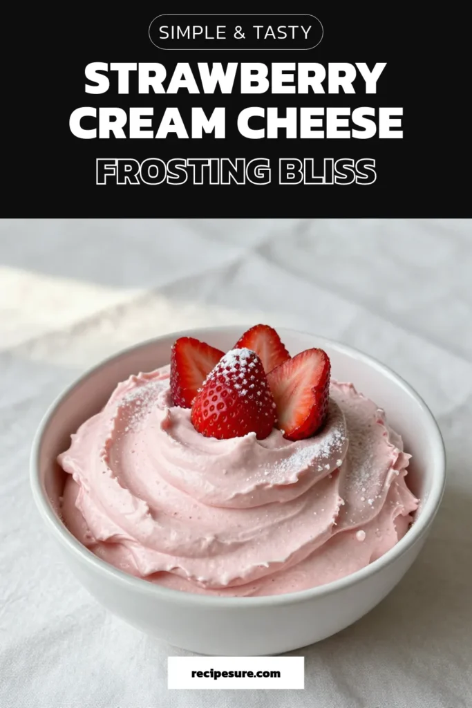 Indulge in this delicious homemade cream cheese frosting with a fruity twist! Our strawberry frosting recipe is perfect for cakes and cupcakes, offering a sweet, creamy, and light dessert topping. This easy recipe features fresh strawberries, making it a delightful choice for fruit frosting ideas. Elevate your desserts with this Strawberry Cream Cheese Frosting! Try it today and watch it become your go-to topping! #CreamCheeseFrosting #StrawberryFrosting #HomemadeDesserts #SweetTreats