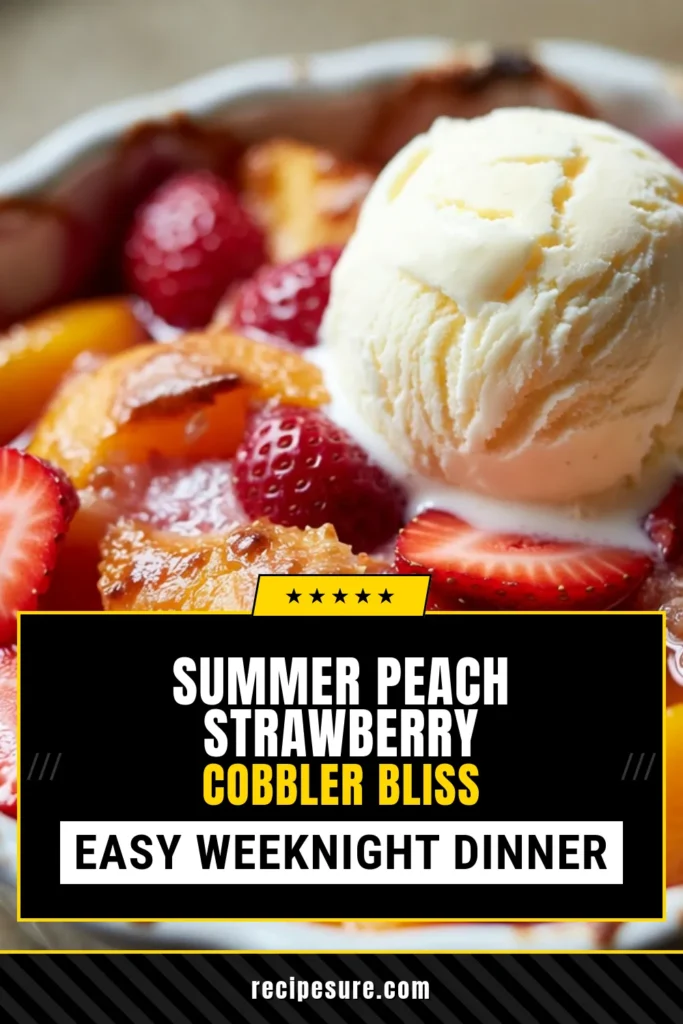 Indulge in this delightful strawberry peach cobbler recipe that brings together the sweet flavors of fresh strawberries and juicy peaches. Perfect as a fruity cobbler dessert, this easy peach cobbler is sure to impress! Serve warm with a scoop of ice cream for a homemade strawberry dessert that everyone will love. Try it today and make every occasion special! Save this recipe for your next family gathering! #StrawberryPeachCobbler #EasyPeachCobbler #HomemadeDesserts #FruityCobbler