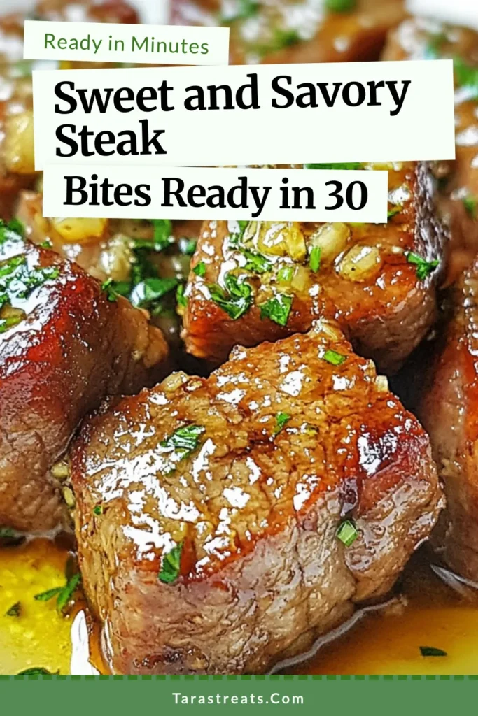 Indulge in these delicious Honey Garlic Butter Steak Bites, the perfect easy steak bites recipe for a quick dinner! Made with tender sirloin steak marinated in a flavorful honey garlic marinade, this dish is sure to impress. Ready in just 30 minutes, it’s a must-try for any steak lover. Save this recipe to elevate your weeknight meals! #HoneyGarlicButterSteakBites #EasySteakBitesRecipe #QuickDinner #SirloinSteakRecipes