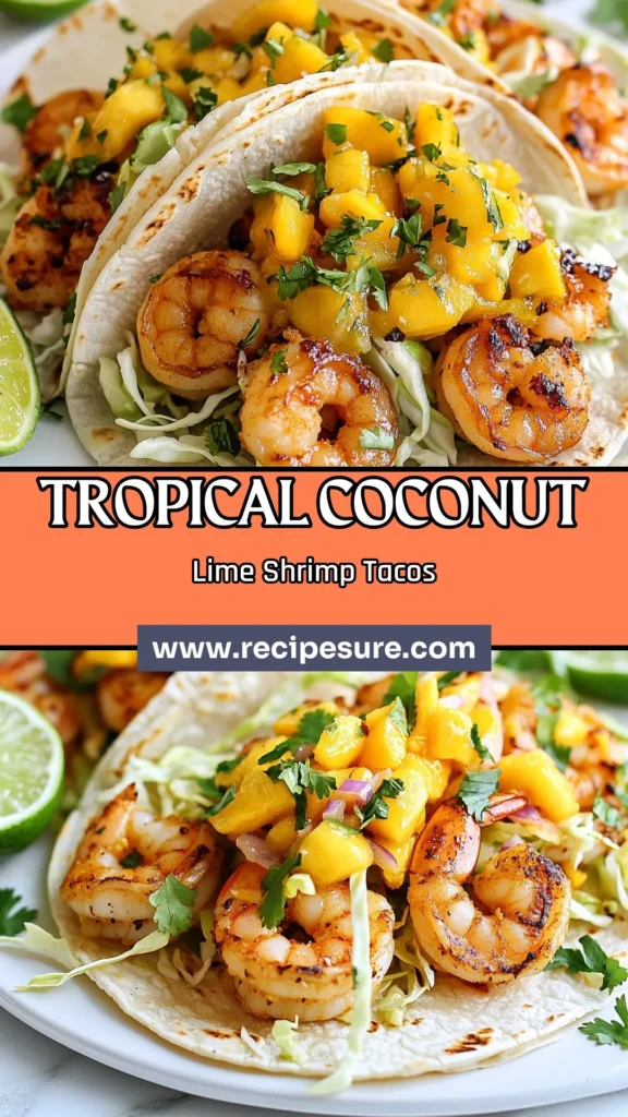 Looking for a delicious and easy shrimp taco recipe? Try these Coconut Lime Shrimp Tacos for a taste of the tropics! These coconut milk shrimp tacos are marinated in a zesty lime sauce and cooked to perfection, making for a flavorful meal. Perfect for any occasion, these tropical shrimp tacos are sure to impress. Don’t miss out—save this simple recipe and delight your taste buds today! #CoconutLimeShrimpTacos #ShrimpTacoRecipe #EasyShrimpTacos #TropicalShrimpTacos