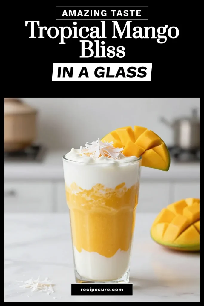 Indulge in the taste of paradise with this Tropical Mango Coconut Smoothie! This delicious coconut smoothie recipe blends ripe mango with coconut milk and Greek yogurt for a healthy smoothie with yogurt that's perfect for any time of day. For a dairy-free option, simply swap in coconut yogurt. Enjoy this refreshing mango coconut drink recipe as a quick breakfast or snack. Blend, savor, and share this tropical delight now! #MangoSmoothie #HealthyDrinks #DairyFree #SmoothieRecipe