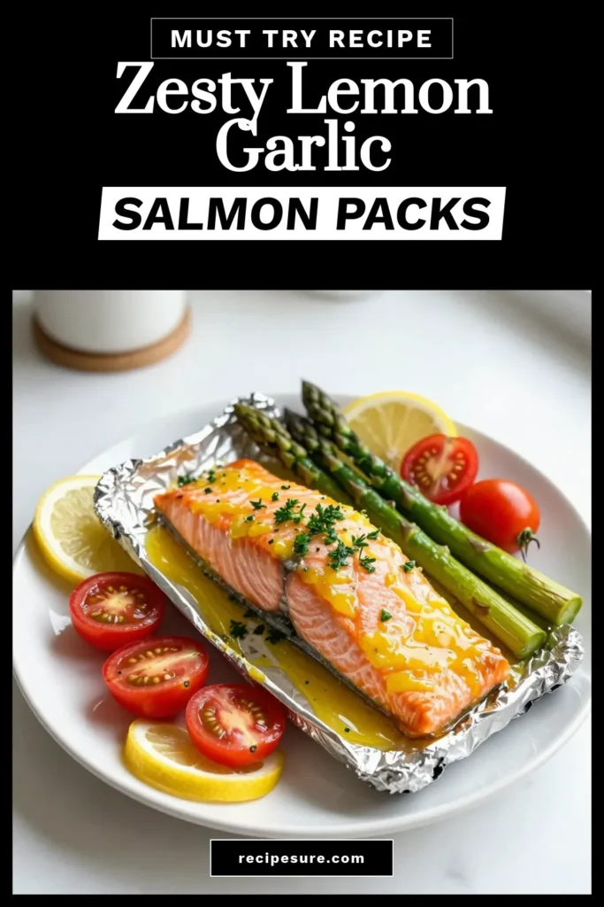 Discover the perfect lemon garlic salmon recipe with these flavorful foil pack salmon meals. This easy salmon dinner is packed with healthy salmon recipes featuring baked salmon with vegetables like cherry tomatoes and asparagus. Ready in just 30 minutes, it’s a quick, delicious option for any night. Elevate your dinner game—try it tonight and save for later! #LemonGarlicSalmon #FoilPackSalmon #EasySalmonDinner #HealthyRecipes