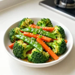 - 2 cups broccoli florets - 1 bell pepper (any color), sliced - 1 cup snap peas - 1 carrot, julienned - 3 cloves garlic, minced - 2 tablespoons honey - 2 tablespoons soy sauce (or tamari for gluten-free) - 1 tablespoon sesame oil - 1 tablespoon vegetable oil - 2 teaspoons sesame seeds - Salt and pepper to taste - Green onions, sliced (for garnish) You will need 2 cups of broccoli florets for a bright, crunchy base. Slice 1 bell pepper to add color and sweetness. Add 1 cup of snap peas for a fresh crunch and 1 julienned carrot for a bit of sweetness. Mince 3 cloves of garlic for flavor. Combine 2 tablespoons of honey and 2 tablespoons of soy sauce for sweetness and umami. Use 1 tablespoon of sesame oil for a rich taste and 1 tablespoon of vegetable oil for cooking. Don’t forget to add 2 teaspoons of sesame seeds for garnish and some salt and pepper to taste. Slice green onions to use as a fresh garnish. You can swap broccoli for green beans or zucchini. If you prefer, use any color bell pepper. Snap peas can be replaced with snow peas. For sweetness, maple syrup can replace honey. If you need it gluten-free, tamari works well instead of soy sauce. You can use olive oil instead of vegetable oil, though it has a different flavor. To enhance flavor, try adding ginger or chili flakes. {{ingredient_image_1}} First, grab a small bowl. Add 2 tablespoons of honey. Next, pour in 2 tablespoons of soy sauce. Then, add 3 cloves of minced garlic. Mix all these ingredients together. This sauce will give your veggies a sweet and savory flavor. Set this bowl aside while you cook the vegetables. Now, take a large skillet or wok. Heat 1 tablespoon of vegetable oil over medium-high heat. Once hot, add 2 cups of broccoli florets and 1 julienned carrot. Stir-fry these for about 3 minutes. You want them to start softening but still stay crisp. After that, add 1 sliced bell pepper and 1 cup of snap peas. Keep stirring for another 3 to 4 minutes. The veggies should be tender-crisp at this point. Next, pour your honey-garlic sauce over the veggies. Also, add in 1 tablespoon of sesame oil. Stir well to coat all the vegetables evenly with the sauce. Cook for an extra 2 minutes to let the sauce thicken a bit. Finally, season with salt and pepper to taste. Sprinkle 2 teaspoons of sesame seeds on top. Remove from heat and garnish with sliced green onions. This adds a nice touch before serving. Enjoy your Sesame Honey Garlic Stir-Fry Veggies! To get crisp veggies, cook them fast. Use high heat and a large pan. This helps steam escape. Start with harder veggies like broccoli and carrots. They need more time. Add softer veggies like bell peppers and snap peas later. Stir often to cook evenly. To boost flavor, use fresh garlic. Mince it right before cooking for the best taste. You can also add fresh ginger for a nice kick. If you like spice, try red pepper flakes. A splash of lime juice adds a zesty touch. Don’t overcrowd the pan. This leads to steaming instead of stir-frying. Also, avoid cooking on low heat. It makes veggies soggy. Use the right oil for high heat, like vegetable oil or canola oil. Finally, taste as you go. Adjust salt and pepper for the right balance. Pro Tips Use Fresh Veggies: Fresh vegetables not only taste better but also retain more nutrients, enhancing the overall flavor and healthiness of your stir-fry. Adjust Sweetness: Feel free to modify the amount of honey based on your sweetness preference. You can also substitute with maple syrup for a different flavor profile. High Heat is Key: Stir-frying over medium-high heat ensures that the vegetables cook quickly while maintaining their crispiness and color. Garnish Generously: Don't skip the green onions and sesame seeds—these add a wonderful crunch and visual appeal to your dish. {{image_2}} You can add protein to your stir-fry for a heartier meal. Tofu is a great choice. It soaks up flavors well and adds a nice texture. To use tofu, press it to remove excess water. Then, cut it into cubes and sauté it first before adding veggies. You can also use chicken. Cut it into thin strips and cook until golden before adding your veggies. Feel free to mix in different veggies. Snow peas, zucchini, or mushrooms work well. You can also try using asparagus or cauliflower for a unique twist. Just keep the cooking time in mind. Each veggie cooks at a different rate. Add denser vegetables first, then softer ones later. Switching up the sauce can change the dish entirely. Try adding ginger for a spicy kick. You can also mix in chili paste for heat. If you like citrus, add a splash of orange juice or zest for brightness. For a deeper flavor, use hoisin sauce instead of honey. Each change brings a new taste to your stir-fry! After making Sesame Honey Garlic Stir-Fry Veggies, let it cool first. Place leftovers in an airtight container. Store in the fridge for up to three days. When you want to eat it again, check for freshness. If it smells odd or looks off, toss it. To freeze the stir-fry, pack it in airtight freezer bags. Remove as much air as possible to prevent freezer burn. Label the bags with the date. You can freeze it for up to three months. Thaw overnight in the fridge before reheating. You can reheat the veggies on the stove or in the microwave. For the stove, add a little oil to a pan. Heat on medium until warm, stirring often. For the microwave, place the stir-fry in a bowl. Cover it and heat for about two minutes, stirring halfway through. Enjoy your tasty meal again! Yes, you can make this recipe vegan. Simply swap honey for maple syrup or agave nectar. This change keeps the sweetness while making it plant-based. Also, use tamari instead of soy sauce to ensure it is gluten-free. To make this dish gluten-free, use tamari instead of regular soy sauce. Tamari has a similar taste but is made without wheat. This simple swap ensures everyone can enjoy the meal without worries. You can pair these veggies with several options. Serve the stir-fry over rice or quinoa for a filling meal. Noodles are also a great choice. For protein, add tofu, chicken, or shrimp for extra flavor and nutrition. You could also enjoy these veggies as a side dish with grilled meats or fish. This blog post covered the key steps to make a tasty stir-fry. We explored ingredient lists, preparation methods, and common mistakes. You learned how to cook crisp veggies and enhance their flavors. We also discussed protein options and sauce variations for added taste. Finally, we shared storage tips to keep your dish fresh. Experiment with the recipe, and enjoy your delicious meal!