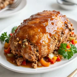 When making maple glazed turkey meatloaf, you need simple and fresh ingredients. Here’s what you need: - 1 ½ pounds ground turkey - 1 cup breadcrumbs - ½ cup finely chopped onion - ½ cup finely chopped bell pepper (red or yellow for sweetness) - 2 cloves garlic, minced - 2 large eggs - ¼ cup milk - ¼ cup maple syrup - 1 tablespoon Worcestershire sauce - 1 teaspoon dried thyme - 1 teaspoon salt - ½ teaspoon black pepper - ½ cup ketchup - ¼ cup maple syrup (for glazing) Each ingredient adds its own flavor and texture to the meatloaf. Ground turkey keeps it lean while providing protein. Breadcrumbs help bind everything together. The onion and bell pepper add sweetness and crunch, while garlic gives a nice kick. Eggs and milk make the meatloaf moist. When choosing your maple syrup, look for pure syrup. It adds a richer taste. Dried thyme, salt, and pepper enhance the overall flavor. The ketchup and extra maple syrup glaze gives a beautiful finish. Enjoy the mix of flavors! {{ingredient_image_1}} 1. Preheat your oven to 350°F (175°C). Grease a loaf pan or line it with parchment paper. This helps the meatloaf come out easily. 2. In a large mixing bowl, combine: - 1 ½ pounds ground turkey - 1 cup breadcrumbs - ½ cup finely chopped onion - ½ cup finely chopped bell pepper - 2 cloves garlic, minced - 2 large eggs - ¼ cup milk - ¼ cup maple syrup - 1 tablespoon Worcestershire sauce - 1 teaspoon dried thyme - 1 teaspoon salt - ½ teaspoon black pepper 3. Mix all the ingredients gently. Be careful not to over-mix. This can make your meatloaf dense. 4. Transfer the meat mixture into the prepared loaf pan. Shape it into a loaf form. 5. In a small bowl, combine: - ½ cup ketchup - ¼ cup maple syrup Mix well. Spread this glaze evenly over the top of the meatloaf. 1. Bake in the preheated oven for 45-55 minutes. Check when it reaches an internal temperature of 165°F (75°C). This ensures the turkey is safe to eat. 2. Let the meatloaf rest for about 10 minutes. This step keeps it moist and makes slicing easier. Enjoy your delicious maple glazed turkey meatloaf! To make your maple glazed turkey meatloaf really pop, try different seasonings. You can use herbs like oregano or basil for a new twist. If you want a bit of heat, add some crushed red pepper. Experimenting with spices makes each meatloaf unique. Choosing the right maple syrup is key. Look for pure maple syrup, as it has a deeper flavor. Avoid the fake stuff; it won’t give you the rich taste you want. If you like more sweetness, you can add a touch of brown sugar to the glaze. A dense meatloaf can ruin your meal. To keep it light, be gentle when mixing the ingredients. Over-mixing can lead to a tough texture. Just combine everything until it looks even, and stop there. When it comes to cooking methods, baking is best for this recipe. I recommend a loaf pan for even cooking. Using parchment paper makes removal easy. If you want a crispier edge, you can bake it on a lined baking sheet instead. The heat will circulate better, giving you a nice crust. Pro Tips Use Lean Turkey: Opt for lean ground turkey to keep your meatloaf moist while reducing fat content. This helps in achieving a balanced dish without sacrificing flavor. Chop Vegetables Finely: Finely chopping the onion and bell pepper ensures they blend into the meatloaf seamlessly, enhancing texture and flavor without overpowering the dish. Rest Before Slicing: Allow the meatloaf to rest for about 10 minutes after baking. This resting period lets the juices redistribute, preventing a dry meatloaf when sliced. Experiment with Glazes: Feel free to get creative with the glaze. Try adding a splash of balsamic vinegar or a pinch of smoked paprika to the maple syrup for a unique twist. {{image_2}} You can change the ground turkey to fit your taste. Ground chicken or beef works well. Each meat gives a different flavor and texture. You can even use a mix of meats for more depth. If you want to go leaner, try ground bison. For those needing gluten-free options, swap breadcrumbs with oats or crushed rice crackers. Both options give a nice texture. You can also use gluten-free breadcrumbs found in stores. Just check the label to be sure they are truly gluten-free. Adding vegetables boosts nutrition and flavor. You can mix in grated carrots or chopped spinach. These add moisture and nutrients without changing the taste much. You can also toss in some fresh herbs like parsley or basil for extra flavor. If you're feeling adventurous, try different glazes! Besides maple syrup, you can use barbecue sauce or a sweet chili sauce. A soy sauce glaze gives a savory kick. Experimenting with flavors keeps your meatloaf exciting and fresh every time you make it. To keep your maple glazed turkey meatloaf fresh, store it properly. I recommend slicing the meatloaf first. This helps it cool faster and makes it easy to grab portions. Use airtight containers or wrap slices tightly in plastic wrap. You can refrigerate leftovers for up to four days. If you want to save it longer, freeze it. Wrap the whole loaf or slices in foil, then place them in a freezer bag. This way, it can last for about three months without losing flavor. When you’re ready to enjoy your leftovers, reheating them right is key. Preheat your oven to 350°F (175°C). Place the slices in a baking dish and cover them with foil. This will help keep the meatloaf moist. Heat for about 20 minutes or until warmed through. You can also use the microwave. Heat slices on a plate for about 1-2 minutes. Add a splash of water or broth to keep them juicy. Enjoy every bite of your delicious meatloaf! How to tell when turkey meatloaf is done? You can tell when turkey meatloaf is done by checking its temperature. Use a meat thermometer to check the center. It should read 165°F (75°C). This ensures it is safe to eat. Another way is to look for clear juices when you cut into it. If the juices run clear, it’s ready. Can I use regular bread instead of breadcrumbs? Yes, you can use regular bread instead of breadcrumbs. Just tear the bread into small pieces. Make sure to dry it slightly before using. This helps it blend well with the meat mixture. It’s a great option if you have bread at home. Can I prepare the meatloaf ahead of time? Absolutely! You can prepare the meatloaf ahead of time. Mix all the ingredients and shape the loaf. Wrap it well and store it in the fridge for up to 24 hours. When ready, bake it as normal. This saves time on busy days. You can also freeze the uncooked meatloaf for later use. This blog post covered how to make a tasty turkey meatloaf from scratch. We discussed the simple ingredients needed, step-by-step preparation, and baking processes. I shared tips to boost flavor and improve texture. Variations for ingredients and storage tips were also included. In the end, making turkey meatloaf can be fun and easy. With a few tweaks, you can create a dish your family will love. Enjoy your cooking!