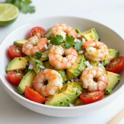 To make the spicy shrimp avocado salad, you need the following fresh ingredients: - 1 pound large shrimp, peeled and deveined - 2 ripe avocados, diced - 1 cup cherry tomatoes, halved - 1 small red onion, finely chopped - 1 red chili, minced (adjust for heat preference) - 2 tablespoons olive oil - 2 tablespoons lime juice - 1 teaspoon smoked paprika - Salt and pepper to taste - Fresh cilantro for garnish (optional) Each ingredient adds a unique flavor. The shrimp gives a nice protein boost. Avocados add creaminess and healthy fats. Cherry tomatoes bring sweetness and color. Red onion adds a sharp bite. The red chili gives a little heat. Olive oil adds richness, while lime juice brightens the dish. Smoked paprika adds depth and warmth. Lastly, fresh cilantro adds a pop of freshness. Use these ingredients for a vibrant and tasty dish. Always choose ripe avocados for the best texture. Fresh shrimp is key for maximum flavor. You can adjust the spice by adding more or less chili. Enjoy crafting this colorful dish! {{ingredient_image_1}} To start, take one pound of large shrimp. Peel and devein them if needed. In a medium bowl, mix the shrimp with two tablespoons of olive oil. Add one teaspoon of smoked paprika, one minced red chili, and a pinch of salt and pepper. Make sure every shrimp gets coated well in the spices. This adds a nice flavor to the shrimp. Heat a large skillet over medium-high heat. Once hot, add the shrimp. Cook them for about 2-3 minutes on each side. They are done when they turn pink and opaque. After cooking, remove the shrimp and set them aside to cool. While the shrimp cools, grab a large mixing bowl. Dice two ripe avocados and add them to the bowl. Next, halve one cup of cherry tomatoes and add those too. Finely chop one small red onion and add it as well. All these ingredients mix together to create a fresh and colorful salad base. Once the shrimp has cooled, add it to the bowl with the avocado mixture. Drizzle two tablespoons of lime juice over everything. Gently toss the salad to combine all the flavors. Be careful not to mash the avocados. You want them to stay chunky. Taste the salad and adjust the seasoning if needed. You may want more salt, pepper, or lime juice for a better flavor. - Serving Suggestions: Serve the salad right away for the best taste. You can also chill it in the fridge for up to an hour. This allows the flavors to blend nicely. When serving, use individual bowls or a large platter. Garnish with fresh cilantro for a nice touch. Adding lime wedges on the side gives it a zesty kick. To cook shrimp just right, start with fresh shrimp. Choose large shrimp for big bites. Rinse them briefly and pat them dry. This helps the seasoning stick. Heat your skillet on medium-high heat. Once hot, add the shrimp. Cook for 2-3 minutes on each side. Watch for them to turn pink and opaque. Overcooked shrimp can become rubbery. Remove them from heat as soon as they are done. Let them cool slightly before mixing. If you want to control the heat in your salad, use the red chili wisely. For less spice, use half the chili or remove the seeds. If you love heat, add more chili or even a dash of hot sauce. Taste as you go. You can always add more, but you can’t take it away. Lime juice will help balance heat, too. It adds a nice zest. When dicing avocados, make sure they are ripe but firm. Cut them in half and remove the pit carefully. Use a spoon to scoop the flesh. Then, slice it into cubes. Take care not to mash it. Gently toss the diced avocado with the other ingredients. This keeps the pieces intact. If you want to keep them fresh, add lime juice right after cutting. This helps prevent browning. Pro Tips Freshness is Key: Always use the freshest shrimp possible for the best flavor and texture. If you can, buy them from a trusted seafood market. Customize the Heat: Adjust the amount of minced red chili according to your heat preference. You can also substitute with jalapeños for a different flavor profile. Perfect Avocado: Choose ripe avocados that yield slightly to pressure, ensuring they are creamy and flavorful without being overly mushy. Chill for Flavor: Allow the salad to chill in the refrigerator for about an hour before serving. This helps the flavors to meld beautifully. {{image_2}} You can make this salad even better by adding more veggies. Here are some great options: - Cucumber: Dice it for a fresh crunch. - Bell Peppers: Use any color for sweetness and color. - Corn: Add cooked corn for a sweet touch. - Radishes: Slice them for a peppery bite. Mixing in these veggies adds flavor and makes the salad colorful. If you want to switch up the shrimp, try these proteins: - Chicken: Grilled or rotisserie chicken works well. - Tofu: Use firm tofu for a plant-based option. - Crab: Fresh lump crab meat adds a sweet taste. These options keep the salad yummy and fun. The right dressing makes a big difference. You can try these ideas: - Creamy Avocado Dressing: Blend avocado, lime juice, and yogurt for creaminess. - Cilantro Lime Vinaigrette: Mix olive oil, lime juice, and fresh cilantro for a zesty kick. - Spicy Mayo: Combine mayo and sriracha for extra heat. These dressings can make your salad unique and delicious. Feel free to experiment! To keep your spicy shrimp avocado salad fresh, store it in an airtight container. Use a glass or plastic container with a tight lid. This helps keep the flavors intact and prevents the salad from browning too quickly. Avoid mixing the salad before storing. Keep the shrimp and avocado separate until you're ready to eat. This salad lasts up to two days in the fridge if stored properly. However, the avocados may start to brown after a day. To slow down this process, add a bit more lime juice. The acid helps keep the color bright and the taste fresh. You don’t really want to reheat this salad. The shrimp can dry out, and the avocados won’t taste good when warm. If you have leftovers, just eat them cold. If you must reheat, warm the shrimp gently in a pan on low heat. Avoid cooking them too long. You want them to stay juicy and tender. You can use chicken or tofu instead of shrimp. Scallops or fish also work well. For a vegan option, try chickpeas or lentils. Each choice adds its own taste and texture. Adjust the cooking time based on what you choose. Yes, you can prepare the salad ahead. Just keep the shrimp separate until serving. Mix the salad ingredients and dressing. Store in the fridge until ready to serve. This way, the flavors stay fresh and bright. To boost the dressing, try adding minced garlic or ginger. A splash of soy sauce or hot sauce adds depth. Fresh herbs like parsley or dill also enhance taste. Experiment with different flavors to find your favorite mix. This blog post showed you how to make a tasty shrimp salad. You learned about key ingredients and step-by-step instructions to prepare it perfectly. Using tips and variations can help you customize the salad to your taste. Remember to store leftovers right for freshness and flavor. This salad is quick to make and great for meals anytime. Enjoy creating your shrimp salad adventure, and don’t be afraid to experiment!