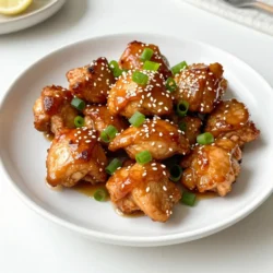 For Honey Garlic Chicken Bites, you need: - 1 lb (450g) boneless, skinless chicken breasts, cut into bite-sized pieces - 1/3 cup honey - 1/4 cup soy sauce (low-sodium preferred) - 4 cloves garlic, minced - 1 tablespoon fresh ginger, grated - 1 tablespoon cornstarch - 1 tablespoon water - 2 tablespoons sesame oil (or vegetable oil) - 1 tablespoon rice vinegar - Salt and pepper to taste These ingredients create a sweet and savory dish. The honey gives a nice glaze, while the garlic and ginger add depth. To make your bites pop, consider these optional garnishes: - Chopped green onions - Sesame seeds These add color and crunch. They also enhance the dish's flavor and presentation. If you’re missing an ingredient, don't worry! Here are some easy swaps: - Use chicken thighs instead of breasts for a juicier bite. - Replace honey with maple syrup for a different sweetness. - If you lack soy sauce, try tamari or coconut aminos for a gluten-free option. These substitutions keep the dish tasty and fun. Feel free to experiment with what you have! {{ingredient_image_1}} First, gather a mixing bowl. In this bowl, mix together honey, soy sauce, minced garlic, grated ginger, rice vinegar, and a pinch of salt and pepper. This mix will add great taste to your chicken. Next, add your bite-sized chicken pieces. Make sure each piece gets coated well. Cover the bowl and put it in the fridge. Let it marinate for at least 30 minutes. This step helps the chicken soak up all the flavors. Now, heat sesame oil in a large skillet over medium-high heat. Once the oil is hot, take the marinated chicken from the fridge. Add the chicken to the skillet, but save the marinade for later. Cook the chicken for about 5 to 7 minutes. Stir occasionally to ensure even cooking. Look for a nice brown color on the chicken. It should be cooked through before moving on to the next step. Once the chicken is cooked, pour the reserved marinade into the skillet. Turn the heat up a bit and let it simmer for about 2 minutes. This will help deepen the flavors. Then, in a small bowl, mix cornstarch and water until smooth. Add this mixture to the skillet while stirring. This will thicken your sauce. Cook for another 1 to 2 minutes. The sauce should become glossy and coat the chicken nicely. Now, your Honey Garlic Chicken Bites are ready to serve! To get the best taste, always use fresh garlic and ginger. These ingredients boost the flavor and make the dish pop. Marinate the chicken for at least 30 minutes. If you can, let it sit longer in the fridge. This helps the chicken soak up all the yummy flavors. Adjust the honey if you prefer a sweeter taste. You can also add some red pepper flakes for a spicy kick. Cook the chicken over medium-high heat. This will give it a nice brown crust. Keep an eye on it. It should take about 5-7 minutes to cook fully. Make sure the chicken pieces are not too crowded in the pan. If they are, they may steam instead of brown. Use a meat thermometer to check if the chicken reaches 165°F (75°C). This ensures it is safe to eat. A common mistake is skipping the marinating step. Marinating is key for flavor. Another mistake is using too much heat. If the heat is too high, the chicken could burn on the outside and stay raw inside. Don’t forget to reserve some marinade for the sauce. This adds depth to the final dish. Lastly, don’t rush the sauce thickening. Stir it well to avoid lumps and ensure a smooth finish. Pro Tips Marinate Longer for Flavor: For even more depth of flavor, consider marinating the chicken for up to 2 hours or overnight in the refrigerator. Adjust Sweetness: If you prefer a less sweet sauce, reduce the amount of honey or add a splash of lime juice for a tangy balance. Use Fresh Ingredients: Fresh garlic and ginger will enhance the flavor significantly. Avoid powdered versions for the best taste. Serve with Sides: These chicken bites pair well with steamed rice or a fresh salad to complete your meal. {{image_2}} You can make honey garlic chicken bites in different ways. If you want to bake them, preheat your oven to 400°F (200°C). Place the marinated chicken on a baking sheet lined with parchment paper. Bake for about 20-25 minutes. Turn the chicken halfway through to ensure even cooking. If grilling sounds fun, preheat your grill to medium heat. Thread the chicken onto skewers and grill for 10-15 minutes. Turn them often for nice grill marks. You can switch up the protein in this recipe. Try shrimp or tofu for a fun twist! Both soak up the honey and garlic flavor well. For sweeteners, you can use maple syrup or agave nectar. These will give a different taste but still keep the sweet touch. If you want a spicy kick, add a bit of red pepper flakes to the marinade. These changes make the dish unique while keeping it tasty. Honey garlic chicken bites taste great on their own, but sides add more fun. Serve them with steamed rice or fried rice for a complete meal. You can also pair them with a fresh salad or stir-fried veggies. For a special touch, drizzle some extra sauce over the rice. Don't forget to garnish with green onions and sesame seeds. This adds color and flavor, making your dish look great on the table! After enjoying your Honey Garlic Chicken Bites, you might have some left. To store these bites, let them cool down first. Place them in an airtight container. Keep the container in the fridge. They will stay fresh for about three days. If you want to keep them longer, consider freezing. When you're ready to eat the leftovers, you can reheat them easily. Use a skillet over medium heat. Add a splash of water or oil to prevent sticking. Stir the chicken bites until they are hot. This method keeps them juicy and tasty. You can also use a microwave. Place the bites in a microwave-safe dish and cover it. Heat in short bursts, checking often to avoid drying them out. To freeze your Honey Garlic Chicken Bites, follow these steps. First, let the bites cool completely. Then, place them in a single layer on a baking sheet. Freeze them for a couple of hours until solid. Once frozen, move them to a freezer bag. This helps save space and prevents sticking. They can last up to three months in the freezer. When you’re ready to eat, thaw them in the fridge overnight before reheating. Yes, you can use chicken thighs. They are tender and juicy. Thighs add a richer flavor. Just cut them into bite-sized pieces, just like the breasts. You can marinate the chicken for 30 minutes to 24 hours. The longer you marinate, the more flavor it picks up. If you marinate for less time, it will still taste great! You can serve these bites with rice or noodles. They also pair well with steamed veggies. Try adding a fresh salad for a colorful plate. For a fun twist, serve them with toothpicks for easy snacking! In this post, we covered the main ingredients for Honey Garlic Chicken Bites. We looked at cooking steps and key tips for great flavor. I shared options for different cooking methods, ingredients, and tasty sides. We also touched on how to store and reheat leftovers. Now you have the tools to make your dish shine. Enjoy cooking and get ready for tasty bites!