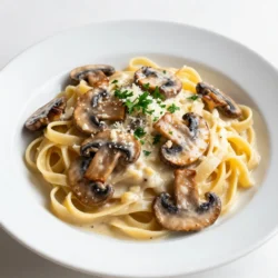 - 8 oz fettuccine or pasta of choice - 2 tablespoons unsalted butter - 1 tablespoon olive oil - 4 cloves garlic, minced - 12 oz cremini mushrooms, sliced - 1 cup vegetable broth - 1 teaspoon dried thyme - Salt and pepper to taste - 1/2 cup heavy cream - 1/4 cup grated Parmesan cheese (optional) - Fresh parsley for garnish Garlic butter mushroom pasta relies on simple yet flavorful ingredients. Start with your favorite pasta, like fettuccine. You’ll need unsalted butter and olive oil to create the rich base. Garlic adds a strong flavor, so use four cloves, minced for best results. Cremini mushrooms bring depth and texture. Slice 12 ounces for a hearty bite. Vegetable broth serves as a liquid to cook the pasta and mushrooms. For optional ingredients, dried thyme enhances the aroma. Season with salt and pepper to your taste. If you want a creamy sauce, add half a cup of heavy cream. Grated Parmesan cheese adds a savory touch, but it's not a must. Finally, finish with fresh parsley for a pop of color and freshness. These ingredients come together to make a comforting and satisfying dish. Try mixing and matching for your own twist! {{ingredient_image_1}} First, fill a large pot with water. Add a good amount of salt. Bring it to a boil. Once boiling, add 8 oz of fettuccine or your favorite pasta. Cook until it is al dente, which usually takes around 8 to 10 minutes. When done, drain the pasta but keep about 1/2 cup of the cooking water. Set both aside for later. Next, grab a large skillet and heat 2 tablespoons of unsalted butter and 1 tablespoon of olive oil over medium heat. Once melted, add 4 minced garlic cloves. Sauté for about 1 minute until it smells great, but don’t let it brown. Now, add 12 oz of sliced cremini mushrooms. Cook them for 5 to 7 minutes until they turn golden and release their moisture. Season with 1 teaspoon of dried thyme, salt, and pepper to taste. It’s time to make the sauce. Pour in 1 cup of vegetable broth into the skillet. Let it simmer for 3 to 4 minutes to reduce slightly. After that, stir in 1/2 cup of heavy cream. If you like, you can also add 1/4 cup of grated Parmesan cheese for extra flavor. Lower the heat and add the drained pasta to the skillet with the sauce. Toss everything together until well combined. If the sauce is too thick, use the reserved pasta water. Add a little at a time until you reach the right consistency. Now, it’s time to taste! Adjust the seasoning according to your preference. Let it simmer for another minute to heat through. Serve the pasta warm, and don’t forget to garnish with fresh parsley. Enjoy your delicious garlic butter mushroom pasta! How to know when pasta is al dente? Pasta is al dente when it is firm but not hard. To check, bite into a piece. If you see a thin white line in the center, it’s ready. This means you can enjoy the perfect texture in your garlic butter mushroom pasta. Best mushrooms to use for flavor Cremini mushrooms are my favorite for this dish. They have a rich, earthy taste that adds depth. You can also try shiitake or button mushrooms. Each type brings a unique flavor to your meal. How to achieve the perfect creamy sauce Start with heavy cream to make the sauce creamy. Stir it in slowly and let it warm up. The goal is to mix it well with the broth and mushroom flavors. Adjustments if sauce is too thick or thin If your sauce is too thick, add reserved pasta water a little at a time. For a thin sauce, let it simmer longer to reduce. Adjust until you reach your desired creaminess. Adding spices or herbs for extra flavor Feel free to add more herbs like basil or oregano. A pinch of red pepper flakes can add a nice kick. These small changes can make your dish stand out. Using different cheeses for variation Parmesan is great, but try using pecorino for a sharper taste. Feta can also add a nice tang. Experiment with your favorite cheeses to find what you love best. Pro Tips Use Fresh Herbs: Fresh thyme can elevate the flavor of your dish. If available, substitute dried thyme with fresh for a more vibrant taste. Perfect Pasta Cooking: Ensure your pasta is cooked al dente, as it will continue to cook slightly when mixed with the sauce. Customize Your Mushrooms: Feel free to mix different varieties of mushrooms such as shiitake, button, or portobello for a unique flavor profile. Make it Vegan: To make this dish vegan, substitute heavy cream with coconut cream or cashew cream, and omit the Parmesan or use a vegan alternative. {{image_2}} For a vegetarian twist, you can swap heavy cream with either coconut milk or cashew cream. Both options add a nice creaminess. You can also explore adding veggies like spinach, zucchini, or bell peppers. They bring color and nutrition to the dish. You can make this dish heartier by adding protein. Chicken or shrimp are great choices. Just cook them before the mushrooms, and toss them in with the pasta. For a plant-based option, use tofu. Firm tofu works well and absorbs flavors nicely. Don't feel limited to just fettuccine. You can try gluten-free pasta or whole wheat options. Each type has its own cooking time. For example, gluten-free pasta usually cooks faster. Always check the package for details to avoid overcooking. To keep your garlic butter mushroom pasta fresh, store it in the fridge. Place the pasta in an airtight container. This method helps keep the flavors intact. Make sure to cool the pasta to room temperature before sealing it. You can enjoy your leftovers for up to three days. When reheating, add a splash of vegetable broth or water. This will help keep the pasta moist. Heat it in a skillet over medium heat. Stir often to avoid sticking. If you use a microwave, cover it with a damp paper towel. This helps trap steam and keeps the pasta from drying out. Yes, you can freeze this dish! However, the texture may change slightly after thawing. To freeze, place the pasta in a freezer-safe container. Leave some space at the top for expansion. It’s best to eat it within three months. When ready to eat, thaw it overnight in the fridge. Reheat it gently to maintain flavor and texture. Yes, you can use many types of mushrooms. I recommend: - Button mushrooms for a mild taste. - Shiitake mushrooms for a richer flavor. - Portobello mushrooms for a meaty texture. Feel free to mix different kinds for unique tastes. Each mushroom brings its own flair to the dish. To make this recipe dairy-free, swap out heavy cream and cheese with: - Coconut cream for a rich texture. - Cashew cream for a nutty flavor. - Nutritional yeast to add a cheesy taste. These swaps keep the dish creamy while fitting your dietary needs. This pasta pairs well with several side dishes. Consider serving: - A fresh green salad with lemon vinaigrette. - Garlic bread for a crunchy contrast. - Steamed veggies like broccoli or asparagus for color and nutrients. These sides round out the meal and keep it balanced. Garlic butter mushroom pasta lasts about 3 to 5 days in the fridge. Store it in an airtight container to keep it fresh. Reheat gently on the stove, adding a splash of water or broth if needed. In this blog post, we covered how to make a garlic butter mushroom pasta. You learned about essential and optional ingredients, as well as step-by-step cooking instructions. I shared tips for perfecting the sauce and variations to suit your tastes. Storing and reheating leftovers were also discussed. With these insights, you can enjoy this dish in many ways. Remember, cooking should be fun and easy. Enjoy creating your version of this tasty meal!