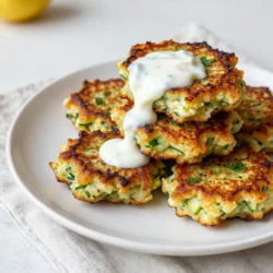 - 2 medium zucchinis - 1 cup ricotta cheese - 1/2 cup all-purpose flour - 1/4 cup grated Parmesan cheese - 2 large eggs - Zest of 1 lemon - Juice of 1/2 lemon - 1 teaspoon baking powder - 1 teaspoon garlic powder - Salt and pepper to taste - Olive oil for frying - Fresh parsley for garnish I love these fritters because they blend fresh zucchini and creamy ricotta. The ricotta gives a rich texture, making them truly special. The zucchinis add moisture and a light flavor. Using medium zucchinis works best as they have a nice balance of sweetness and firmness. The lemon zest and juice are game changers. They brighten up the dish and add a refreshing taste. The garlic powder gives a subtle warmth. Salt and pepper are key to enhancing all the flavors. When it comes to frying, a good olive oil is a must. It adds richness and helps achieve that lovely golden crust. Fresh parsley not only adds color but also a fresh taste. I recommend sprinkling it on top just before serving. These ingredients come together easily. You can find them in almost any kitchen. Each component plays a role in making these fritters delicious and fun! {{ingredient_image_1}} Start by grating the zucchinis. Use a box grater or a food processor. Place the grated zucchini in a clean kitchen towel. Squeeze out the extra moisture. This step is key. It helps keep the fritters from being soggy. You want them crispy, not mushy. In a large mixing bowl, combine the drained zucchini, ricotta cheese, flour, and Parmesan cheese. Crack in the two large eggs. Add the lemon zest and juice. Mix in the baking powder, garlic powder, salt, and pepper. Stir until everything blends well. This mix is where the magic happens. Heat a non-stick skillet over medium heat. Drizzle some olive oil in the pan. Let it heat up before adding the fritters. Use a spoon or an ice cream scoop. Drop spoonfuls of the mixture into the skillet. Flatten them slightly with the back of the spoon. Cook for 3 to 4 minutes on each side. Look for a golden-brown crust. This means they are done and crispy. Once cooked, transfer the fritters to a plate lined with paper towels. This absorbs excess oil. While they cool, chop some fresh parsley for garnish. Before serving, sprinkle the chopped parsley on top. You can also add a dollop of sour cream or lemon-garlic yogurt sauce. This adds extra flavor and makes the fritters shine. To make great fritters, start with the zucchinis. Grate them, then squeeze out the moisture. This step is key. If you skip this, your fritters will be soggy. Use a clean kitchen towel to get all the extra water out. It helps the fritters hold together and become crisp. For the best results, heat your skillet over medium heat. Use just enough olive oil to coat the bottom. Too much oil can make the fritters greasy. When you drop the mixture into the skillet, flatten them slightly. This helps them cook evenly. Fry each side for about 3-4 minutes, until they turn golden brown. Want to boost the taste? Consider adding fresh herbs like basil or dill. You can also use spices like red pepper flakes for a kick. Just remember, a little goes a long way. Mix these extras into your batter for a new twist. This makes your fritters even more exciting. Pro Tips Grate and Squeeze: Ensure to squeeze out excess moisture from the grated zucchini to keep the fritters crispy. Temperature Check: Make sure your skillet is at medium heat to achieve a perfect golden-brown color without burning. Batch Cooking: Cook the fritters in batches to avoid overcrowding the pan, which can lower the temperature and lead to sogginess. Flavor Boost: Add fresh herbs or spices to the mixture for an extra flavor kick, such as dill or chives. {{image_2}} If you cannot find zucchini, you can try using yellow squash. It has a similar texture and flavor. For ricotta, cottage cheese works well. Just remember to drain it well to avoid extra moisture. You can easily change the taste of your fritters! Add fresh herbs like basil or dill for a new twist. A pinch of smoked paprika or cayenne pepper can give a nice kick. Try adding your favorite spices to make them your own. You can bake or fry these fritters. Frying gives them a crispy outside and soft inside. Heat some olive oil in a skillet and cook each side until golden. Baking is healthier but may not get as crisp. Preheat your oven to 400°F (200°C) and place fritters on a lined baking sheet. Bake for about 20 minutes, flipping halfway. Both methods yield delicious results! To store leftover fritters, let them cool first. Place them in an airtight container. You can layer them with parchment paper to prevent sticking. Keep them in the fridge for up to three days. When you’re ready to eat, just reheat them in a skillet for the best taste. For freezing, let the fritters cool completely. Arrange them in a single layer on a baking sheet. Freeze for about an hour, then transfer them to a freezer bag. Remove as much air as possible to prevent freezer burn. These fritters can stay fresh for up to three months. When reheating, bake them in an oven at 375°F until crispy. In the fridge, fritters last about three days. In the freezer, they can last up to three months. Always check for any signs of spoilage, like an off smell or unusual texture. Proper storage keeps your fritters tasty and safe to eat. Yes, you can make these fritters ahead of time. Here are some tips to prepare them in advance: - Mix the batter: You can mix the zucchini and other ingredients a few hours before cooking. Just keep it in the fridge until you're ready to fry. - Cook and store: You can also cook the fritters in advance. Once cool, store them in an airtight container in the fridge for up to two days. - Reheat before serving: To enjoy them warm, simply reheat in a skillet or oven. This keeps them crispy. To prevent fritters from falling apart, use these binding techniques: - Squeeze out moisture: Grate the zucchini and squeeze out excess water. This is key to keeping fritters firm. - Use eggs wisely: The eggs in the batter act as a binder. Make sure to mix them well with the other ingredients. - Adjust flour: If your mixture seems too wet, add a little more flour. This helps the fritters hold their shape. You can pair these fritters with many delicious dips and sides: - Dips: A dollop of sour cream or a lemon-garlic yogurt sauce works great. - Salads: Serve with a fresh green salad or a tomato salad for a light meal. - Garnish: Sprinkle fresh parsley on top for a pop of color and flavor. Lemon ricotta zucchini fritters are simple and tasty. We covered key ingredients like zucchini, ricotta, eggs, and seasoning. You learned step-by-step instructions for making them. Plus, I shared tips for perfecting your fritters and ideas for variations. Remember, the key to great fritters is moisture control and seasoning. Don’t hesitate to try different flavors or cooking methods. With this guide, you’ll create delicious fritters your friends and family will love. Enjoy experimenting in the kitchen!